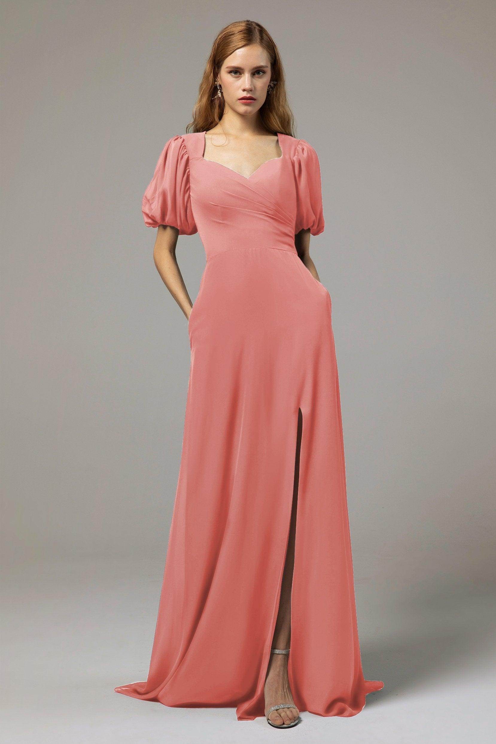 A-Line Floor Length Chiffon Bridesmaid Dress Formal Dresses CB0415