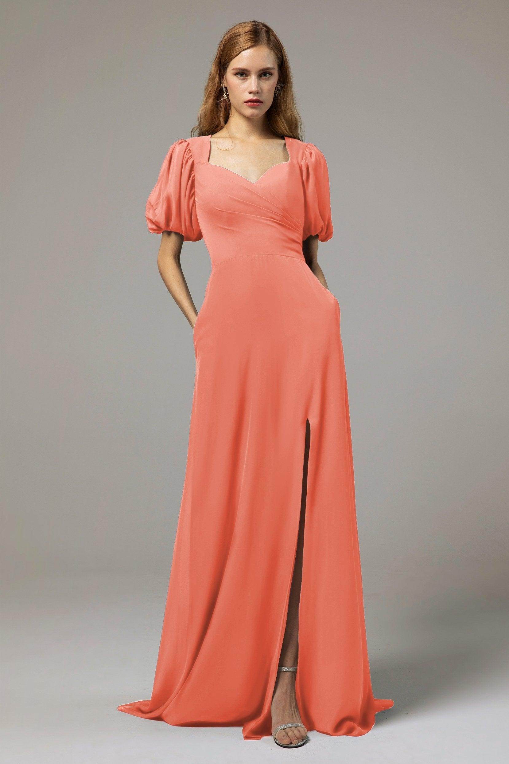 A-Line Floor Length Chiffon Bridesmaid Dress Formal Dresses CB0415