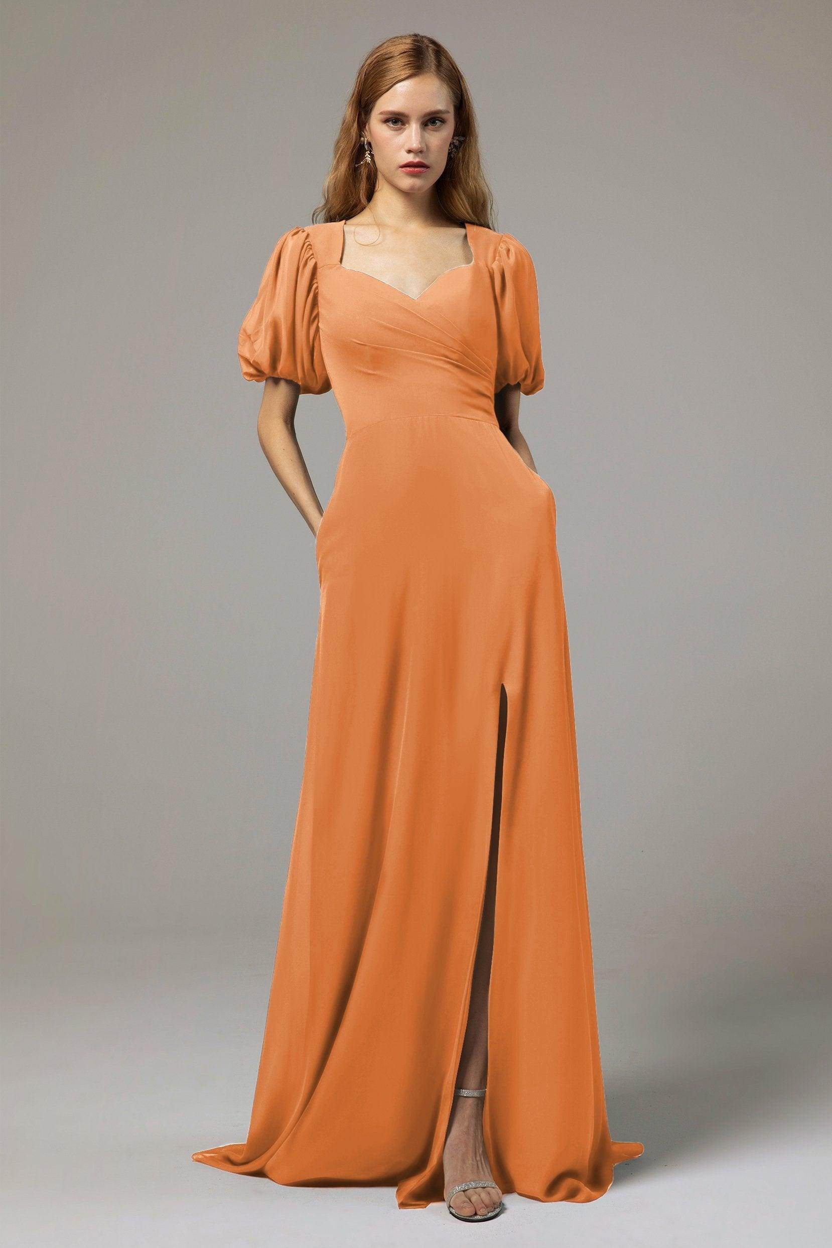 A-Line Floor Length Chiffon Bridesmaid Dress Formal Dresses CB0415