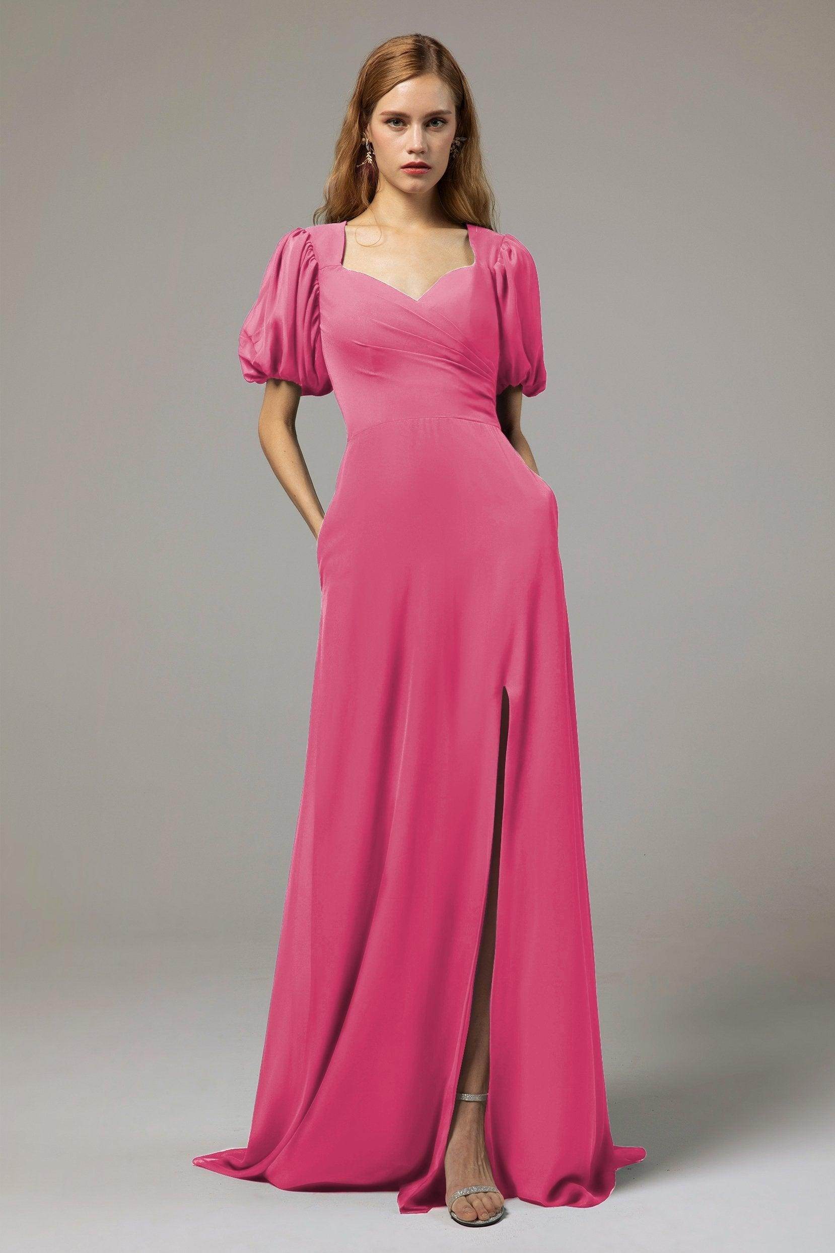 A-Line Floor Length Chiffon Bridesmaid Dress Formal Dresses CB0415