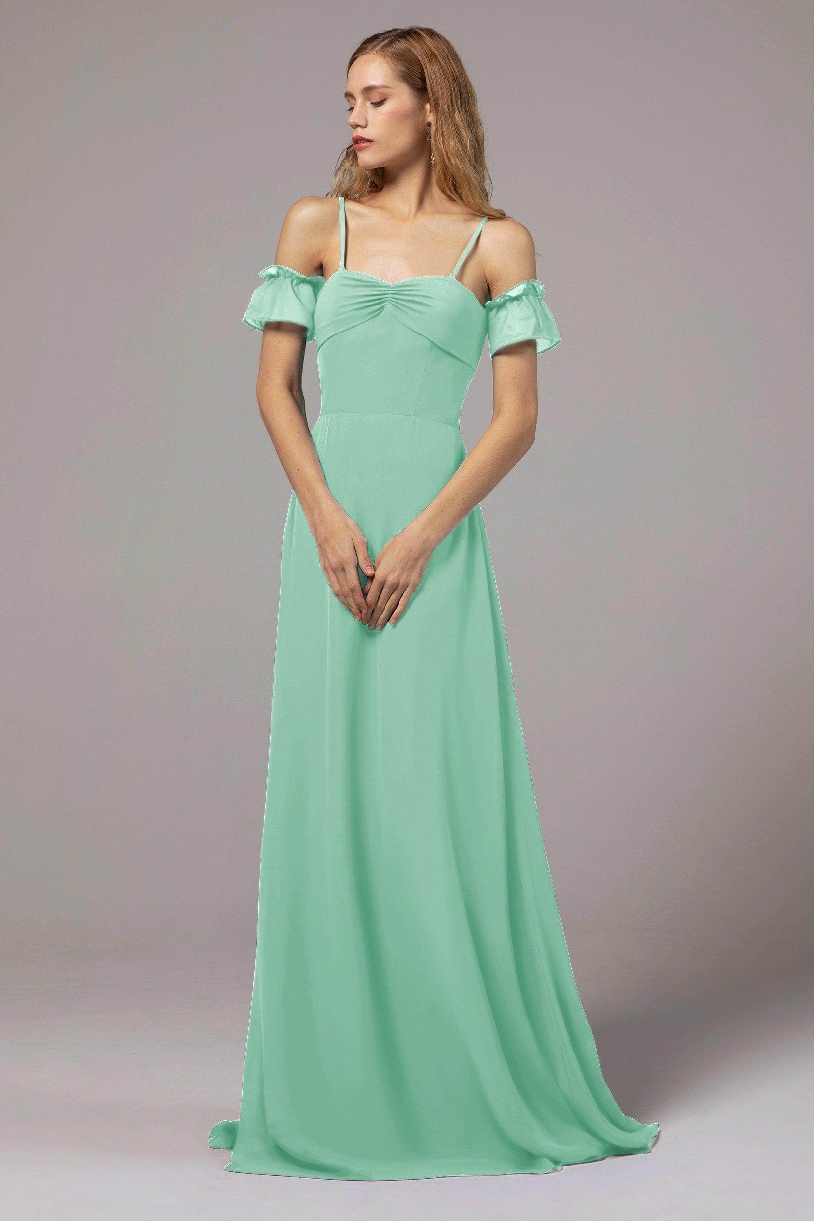 A-Line Floor Length Chiffon Bridesmaid Dress Formal Dresses CB0416
