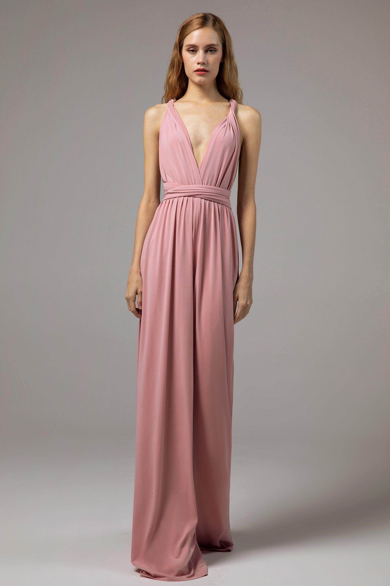 Jumpsuit Floor Length Knitted Fabric Bridesmaid Dress Formal Dresses CB0419