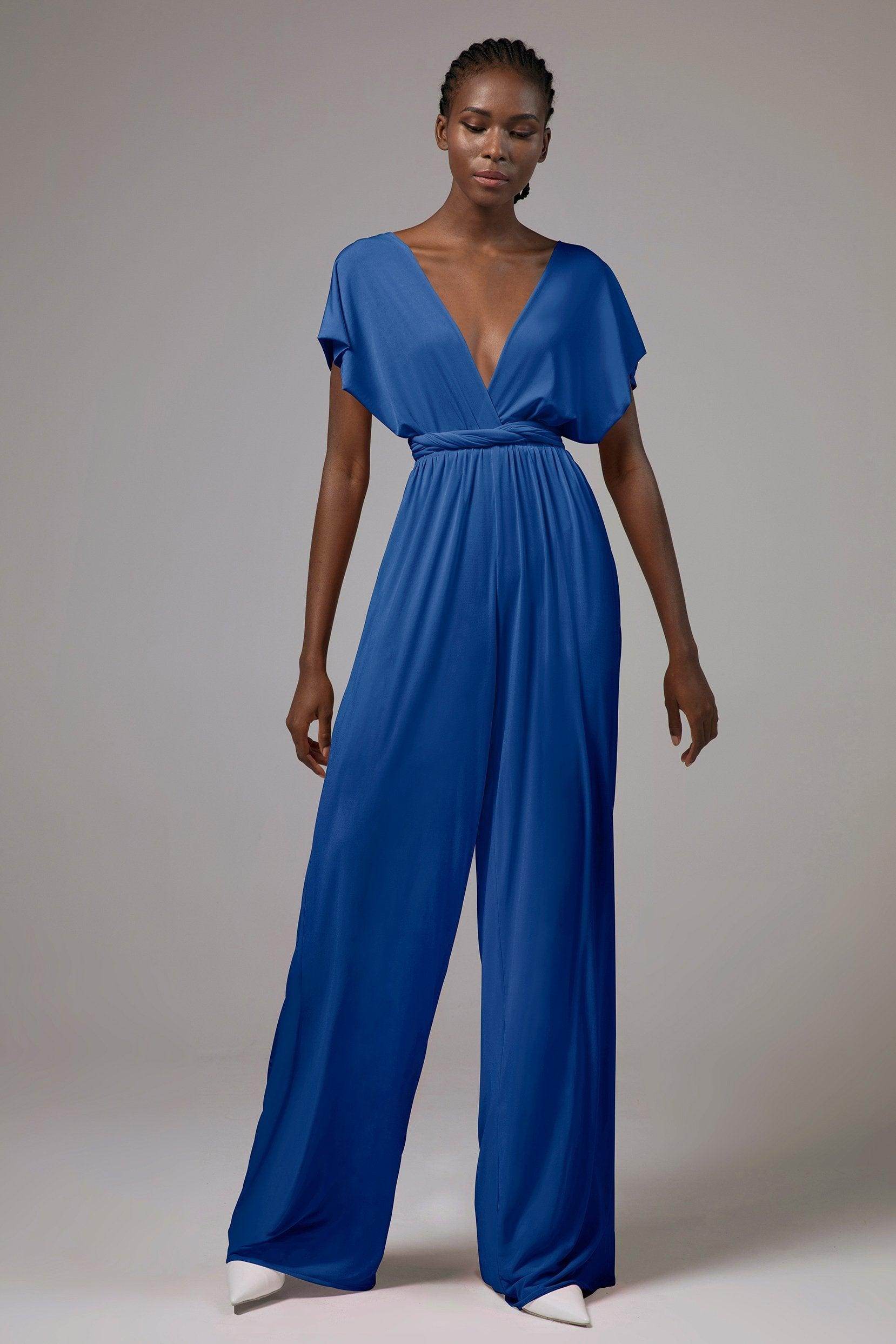 Jumpsuit Floor Length Knitted Fabric Bridesmaid Dress Formal Dresses CB0419