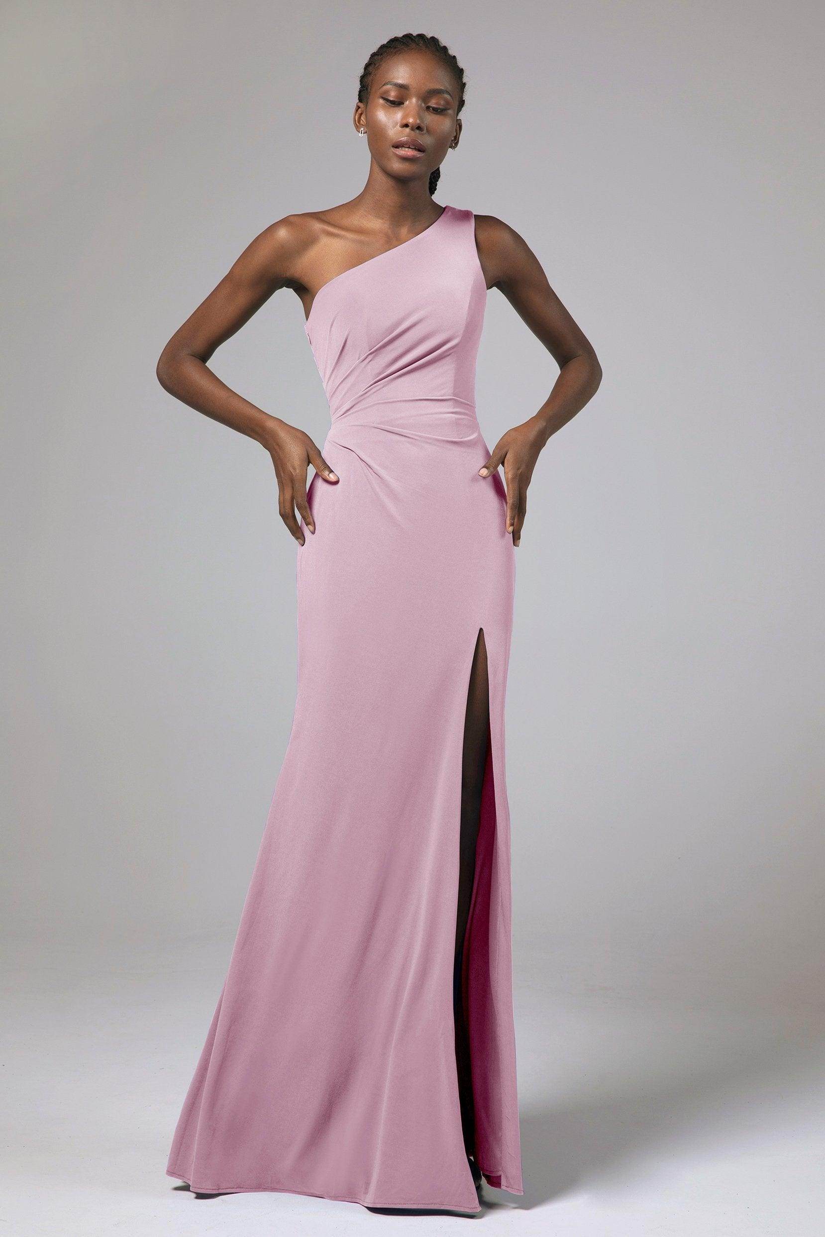 Sheath Floor Length Knitted Fabric Bridesmaid Dress Formal Dresses CB0423