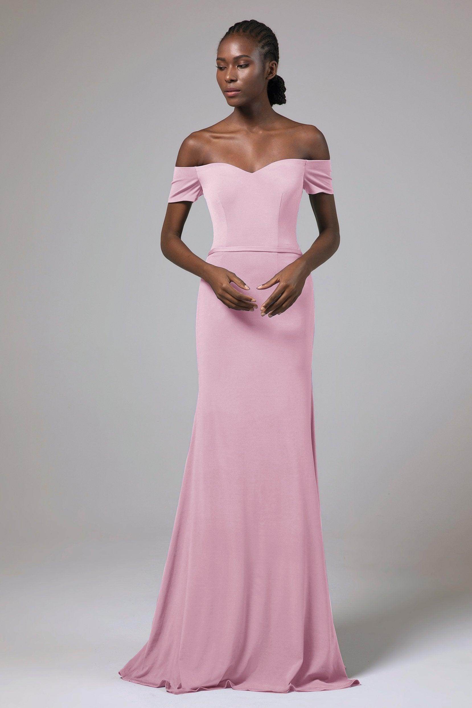 Sheath Floor Length Knitted Fabric Bridesmaid Dress Formal Dresses CB0426
