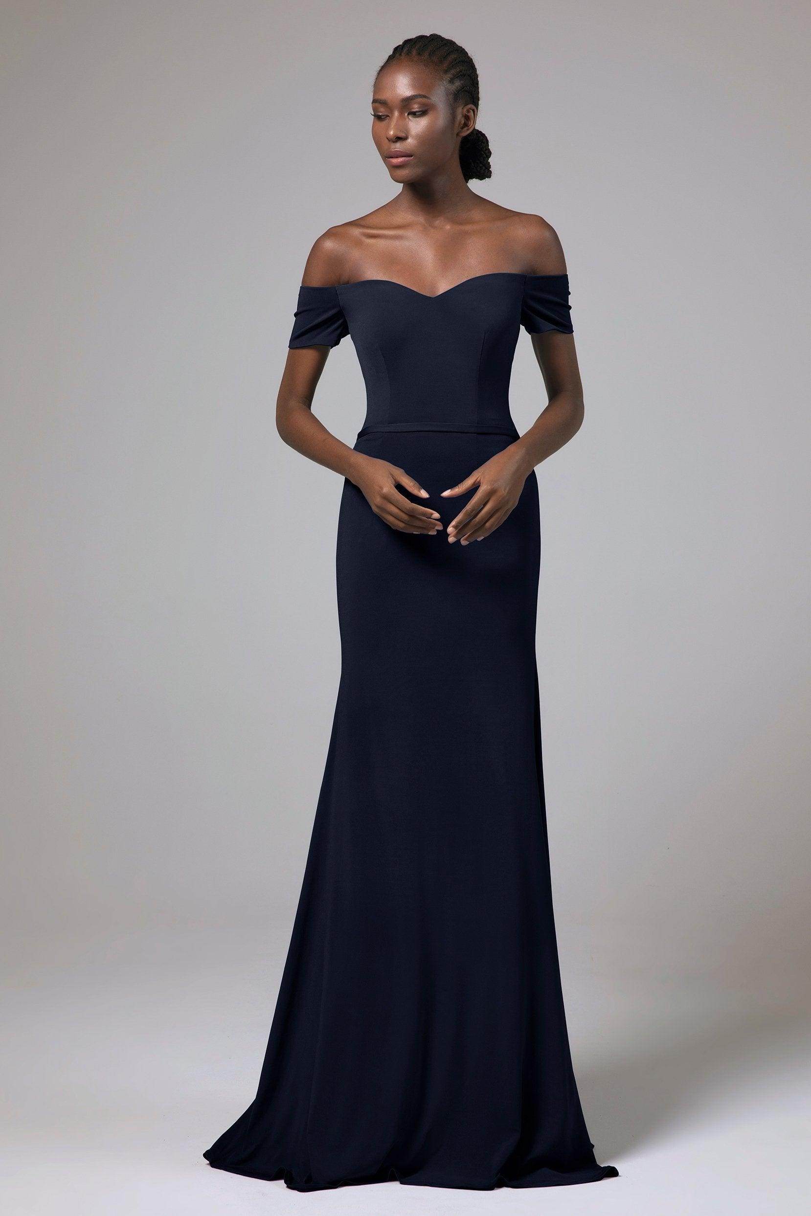 Sheath Floor Length Knitted Fabric Bridesmaid Dress Formal Dresses CB0426