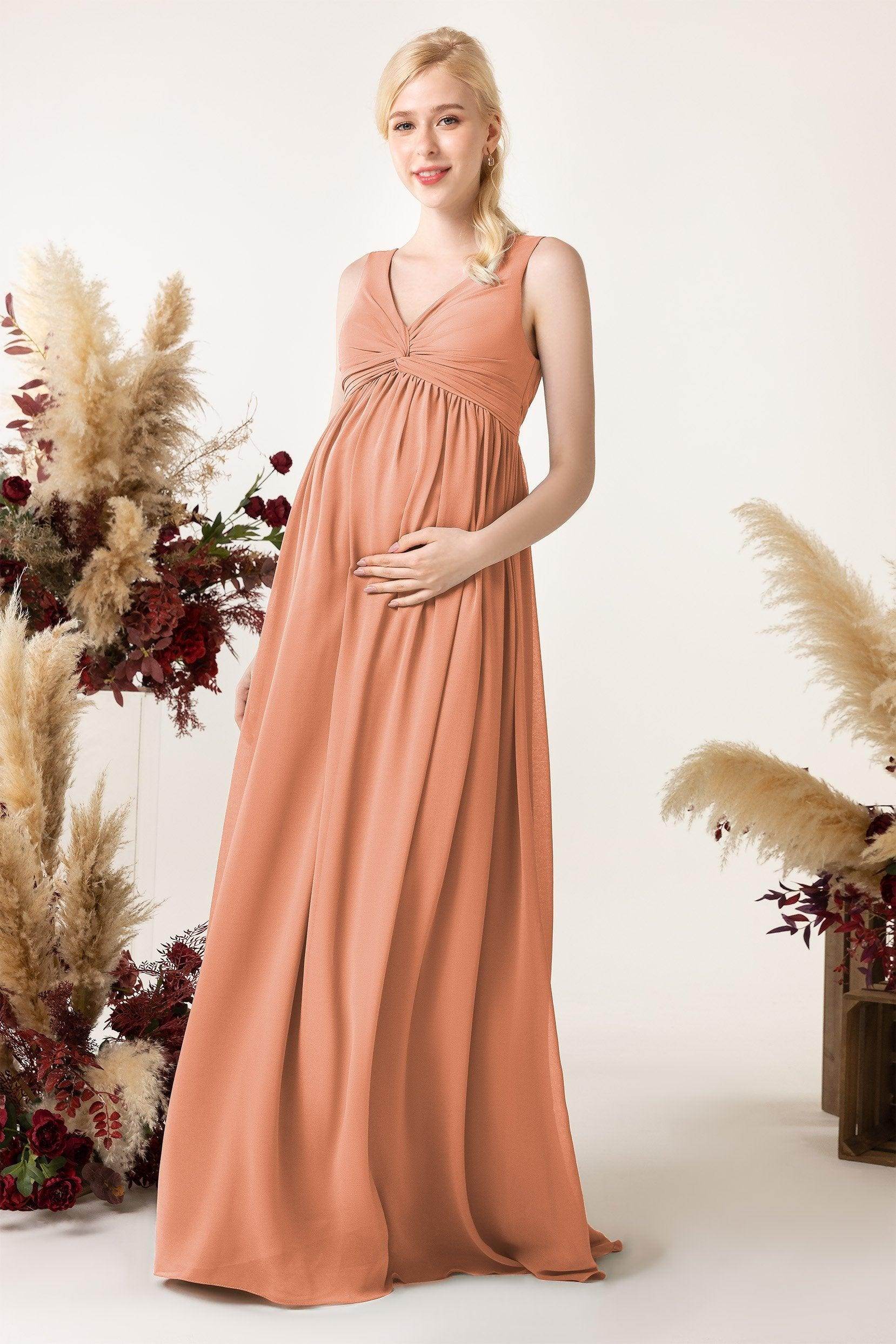 A-Line Sweep-Brush Train Chiffon Bridesmaid Dress CB0452M