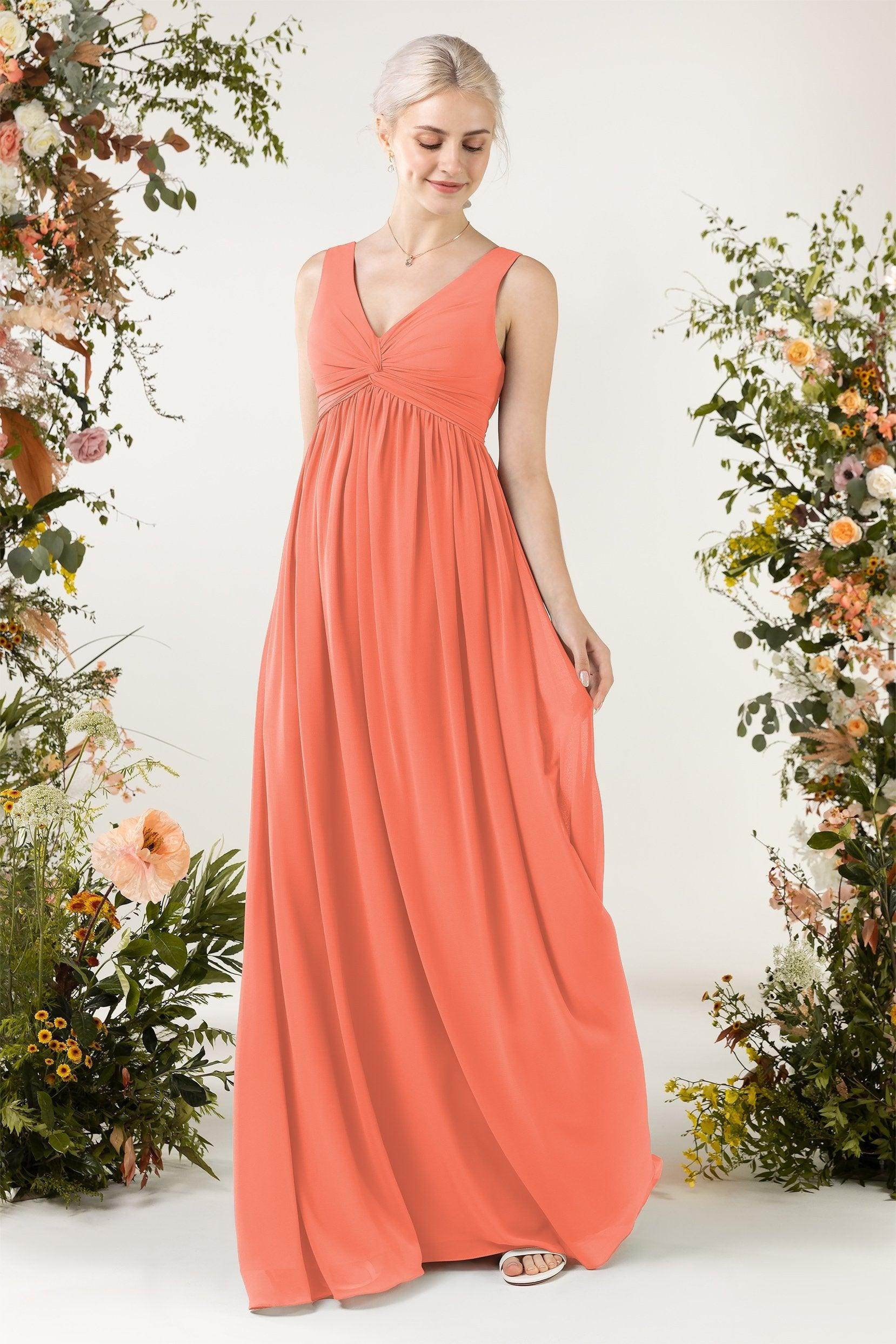 A-Line Sweep-Brush Train Chiffon Bridesmaid Dress CB0452