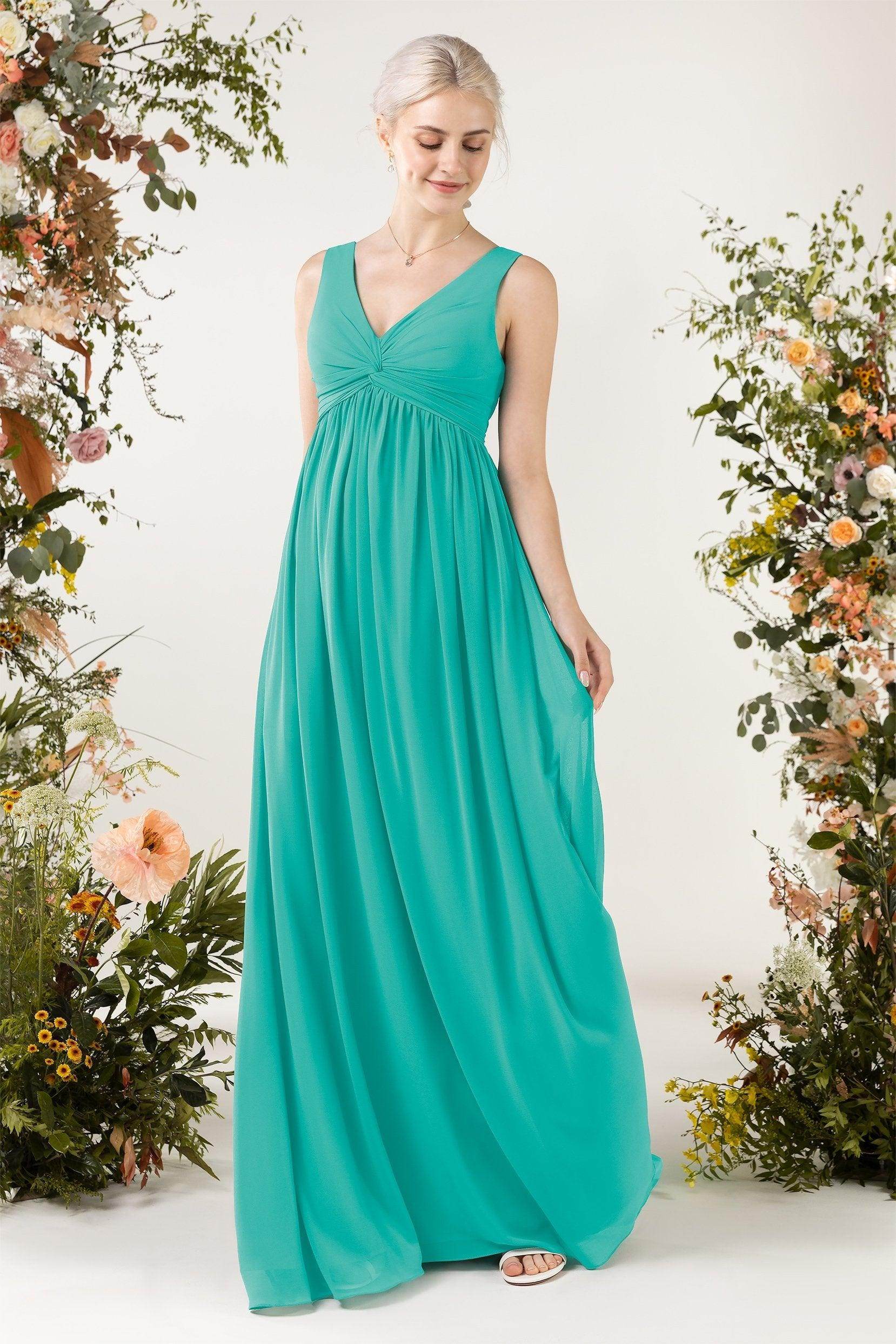 A-Line Sweep-Brush Train Chiffon Bridesmaid Dress CB0452