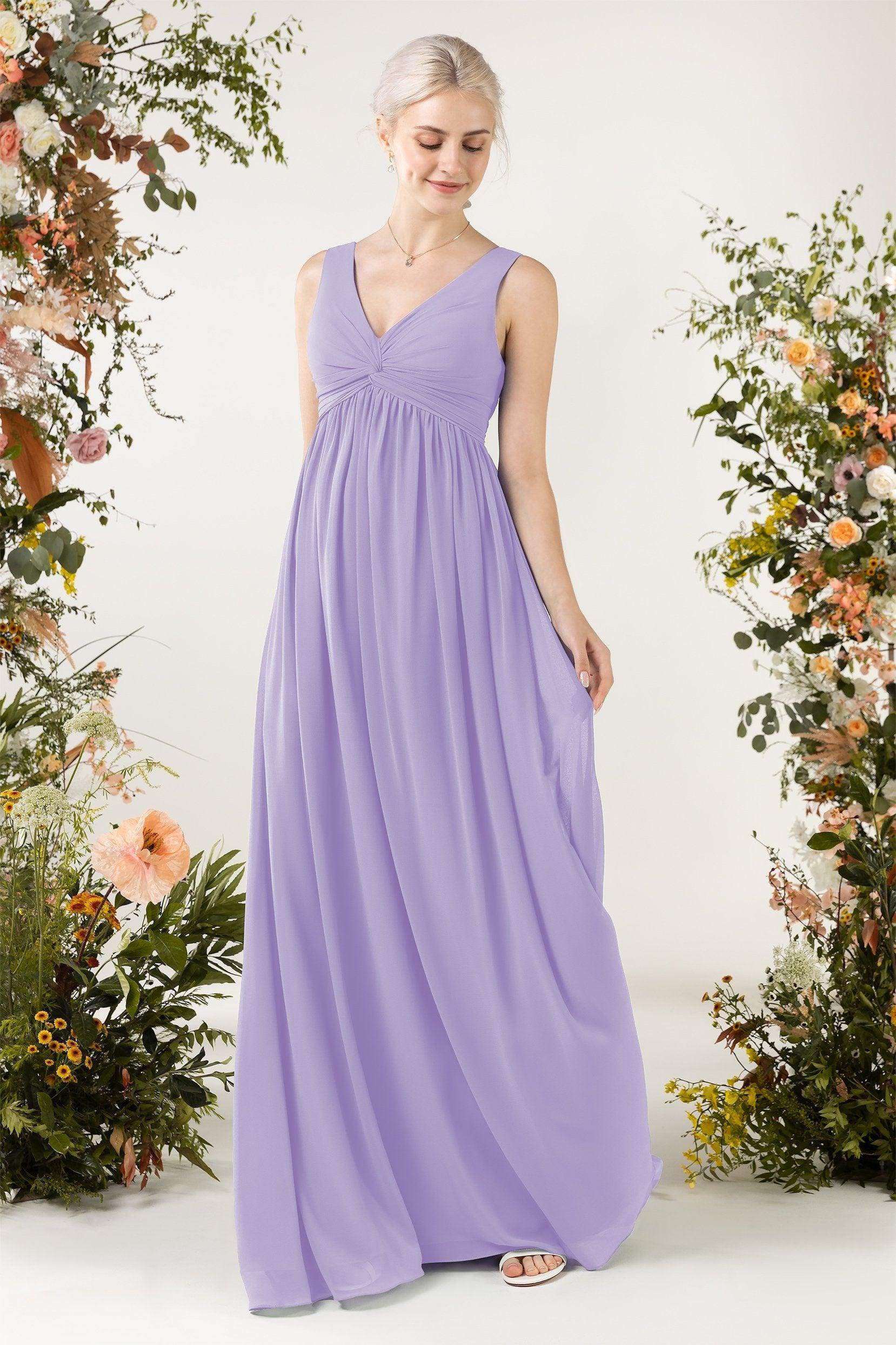 A-Line Sweep-Brush Train Chiffon Bridesmaid Dress CB0452