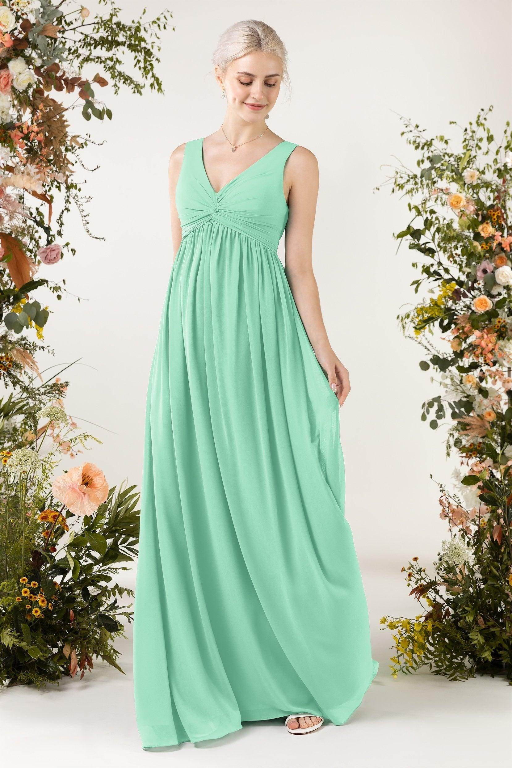 A-Line Sweep-Brush Train Chiffon Bridesmaid Dress CB0452
