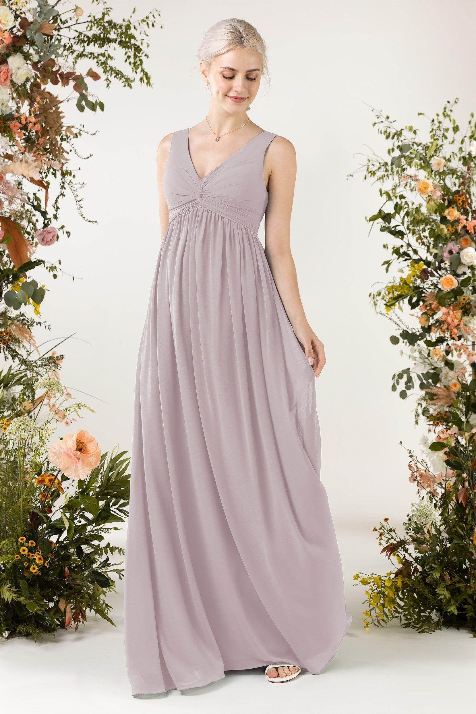 A-Line Sweep-Brush Train Chiffon Bridesmaid Dress CB0452