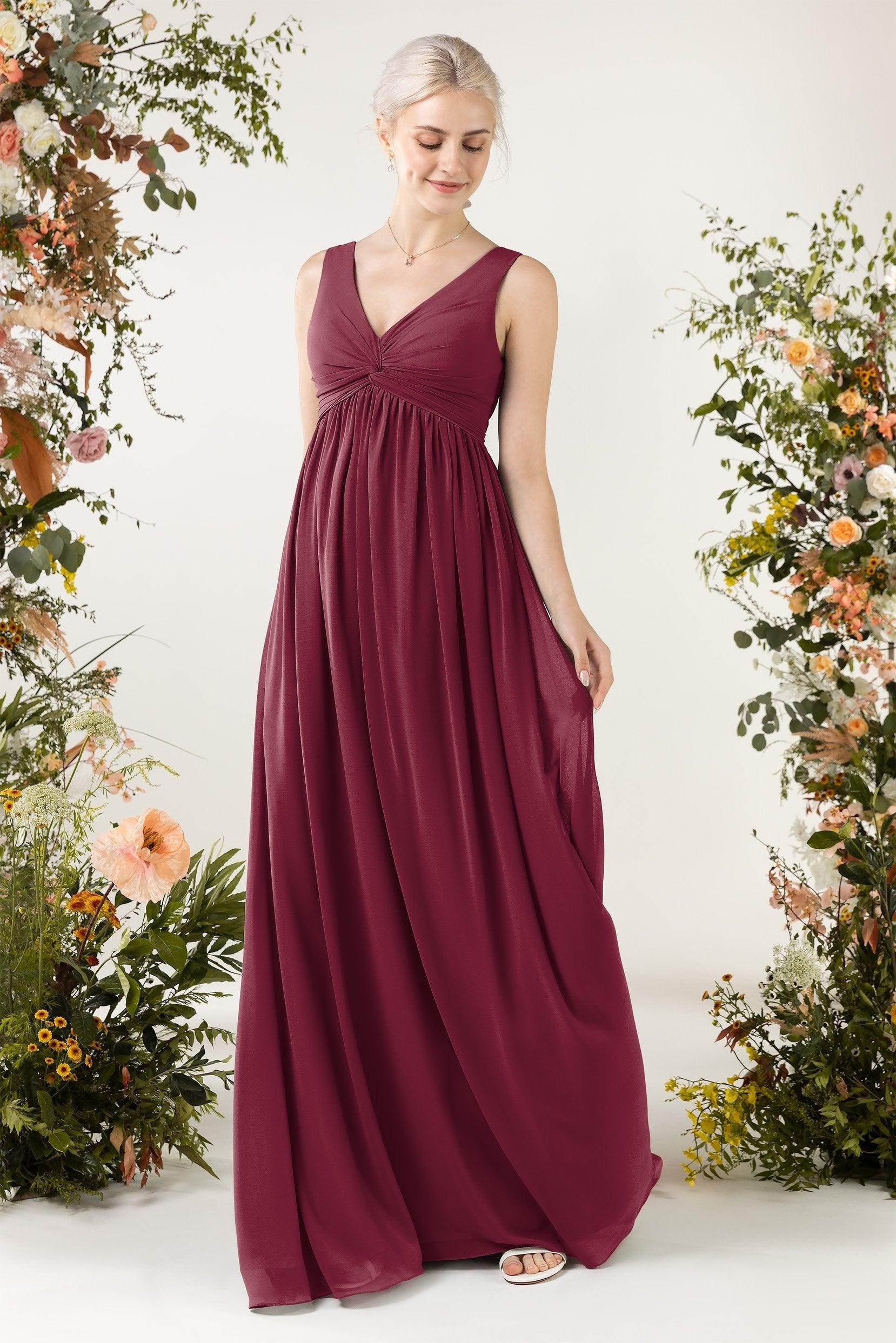 A-Line Sweep-Brush Train Chiffon Bridesmaid Dress CB0452