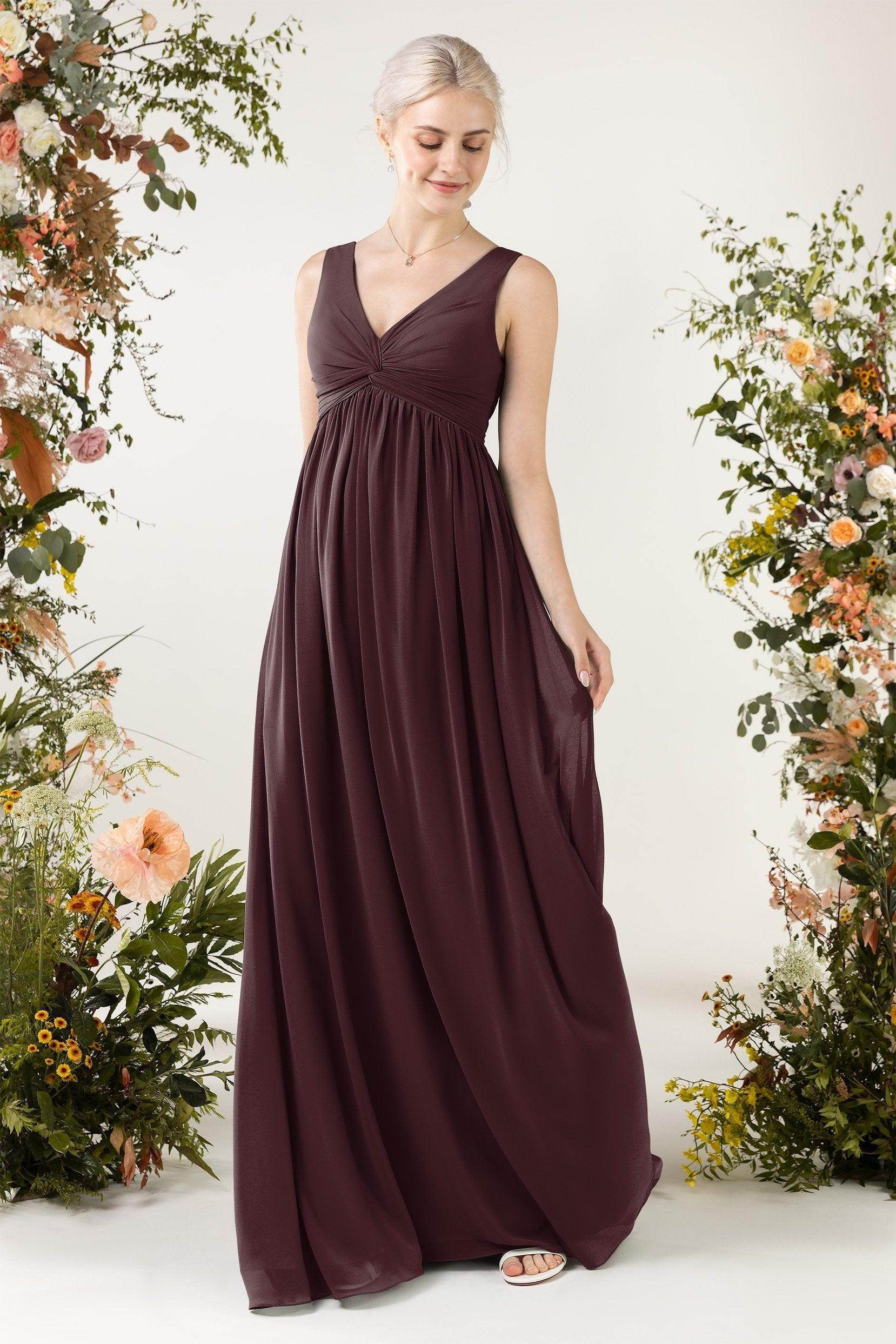 A-Line Sweep-Brush Train Chiffon Bridesmaid Dress CB0452