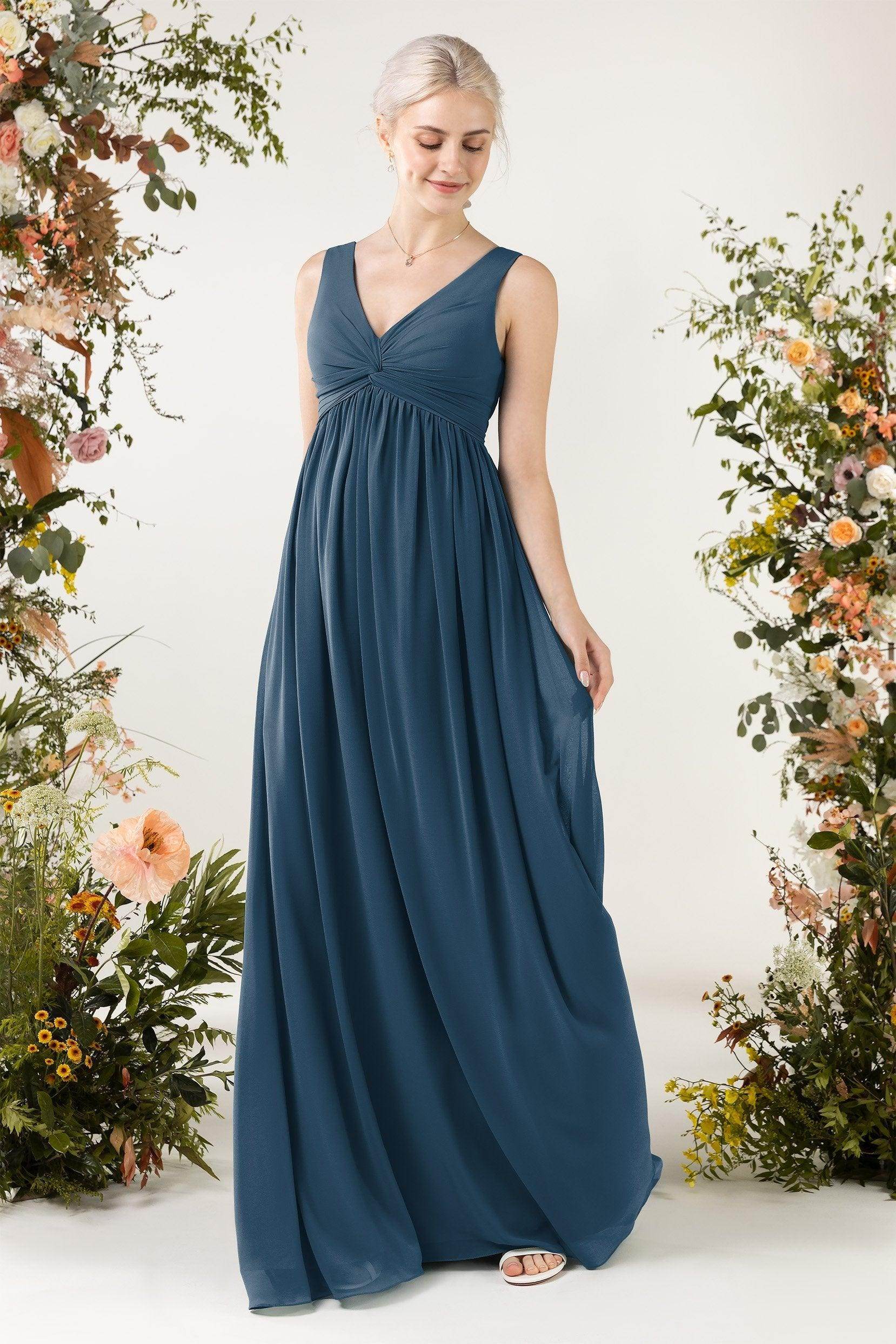 A-Line Sweep-Brush Train Chiffon Bridesmaid Dress CB0452