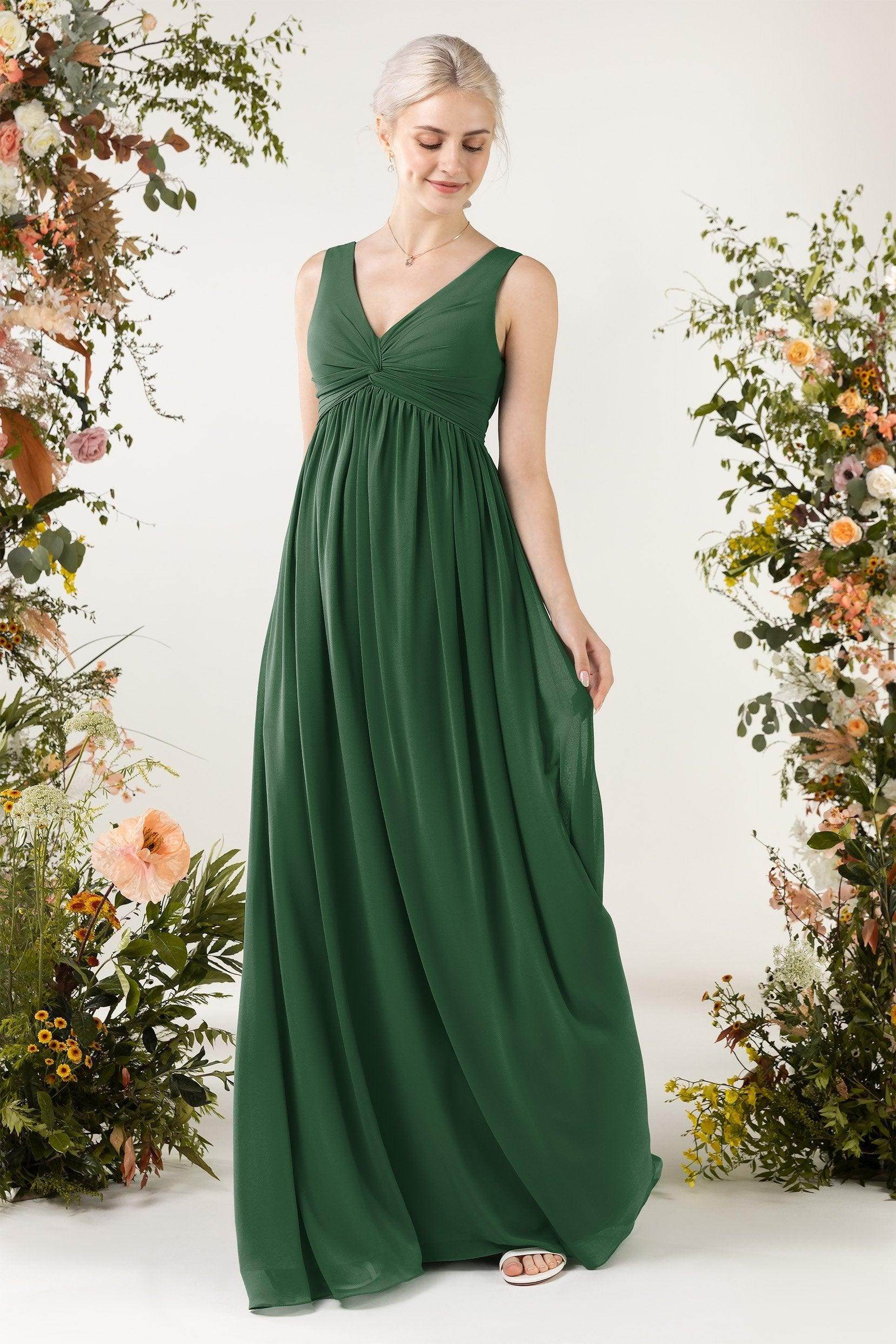 A-Line Sweep-Brush Train Chiffon Bridesmaid Dress CB0452