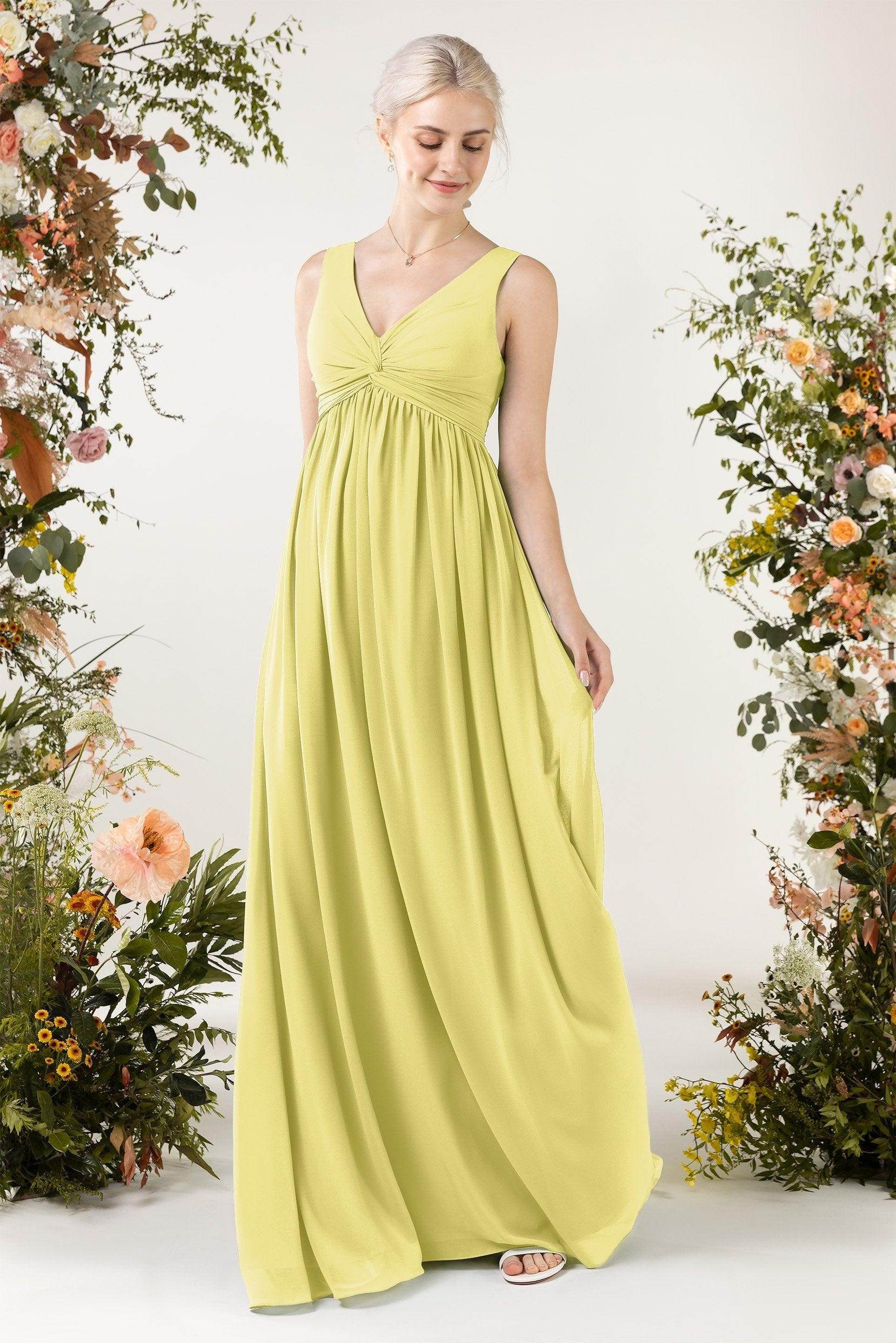 A-Line Sweep-Brush Train Chiffon Bridesmaid Dress CB0452