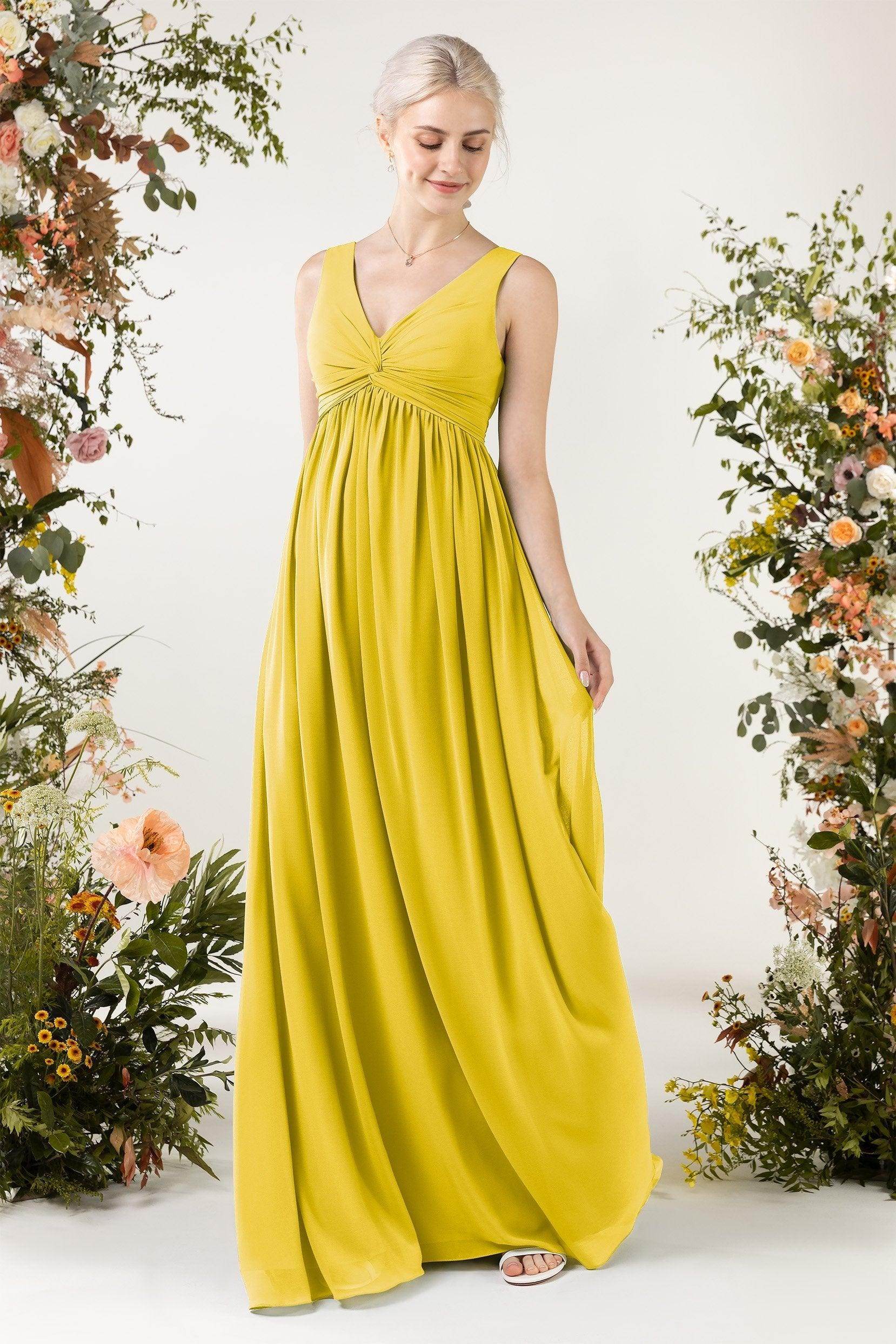 A-Line Sweep-Brush Train Chiffon Bridesmaid Dress CB0452