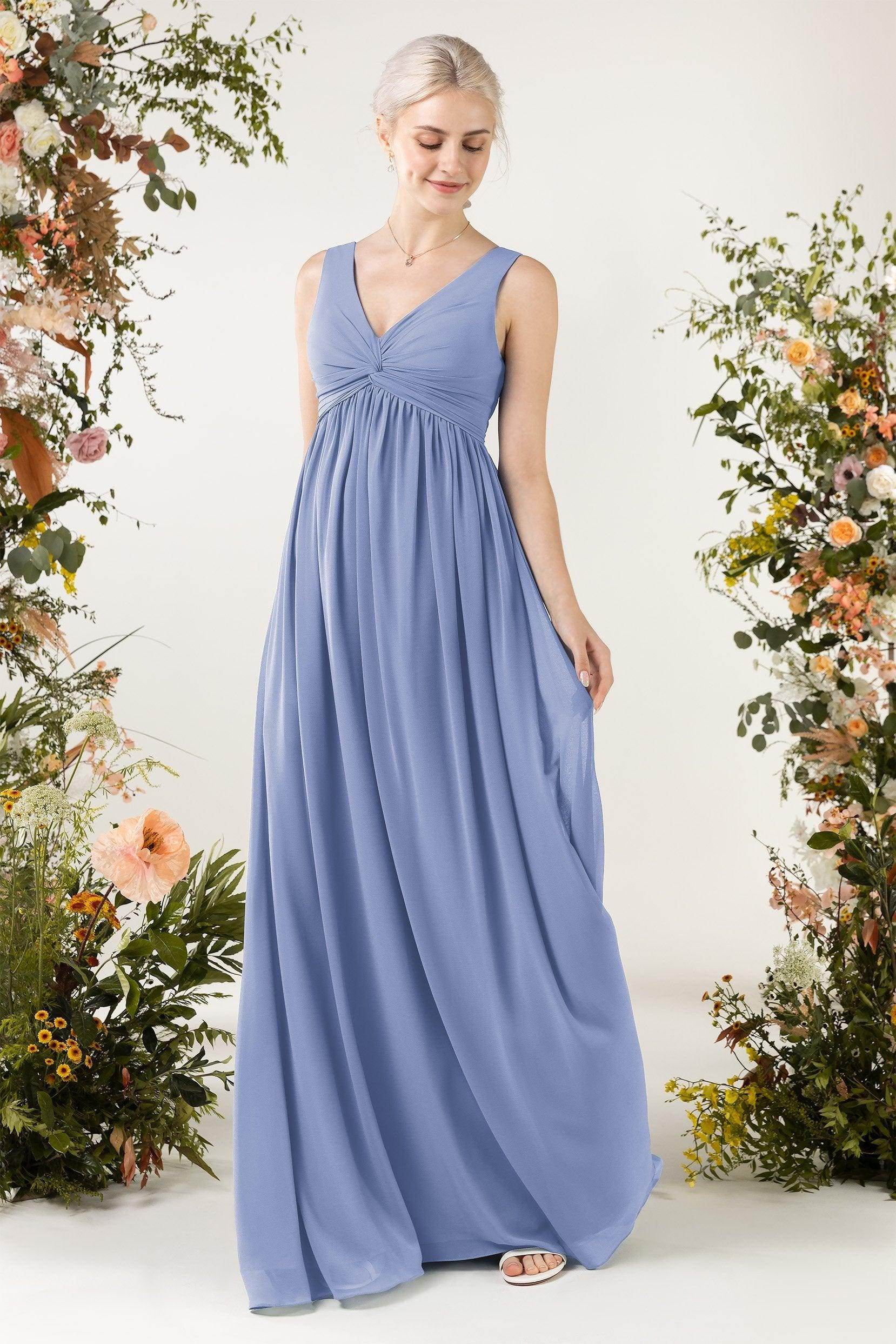 A-Line Sweep-Brush Train Chiffon Bridesmaid Dress CB0452