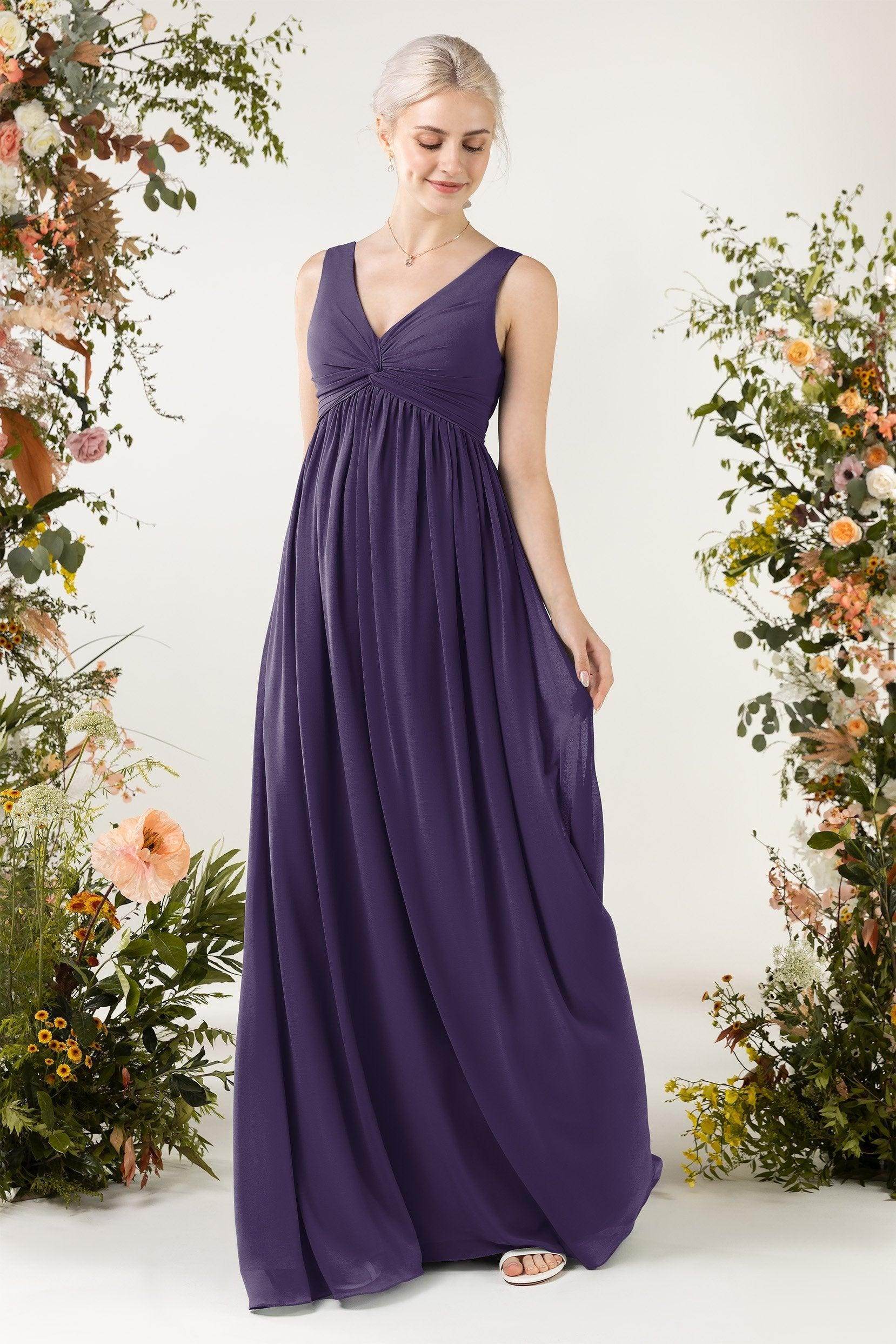 A-Line Sweep-Brush Train Chiffon Bridesmaid Dress CB0452