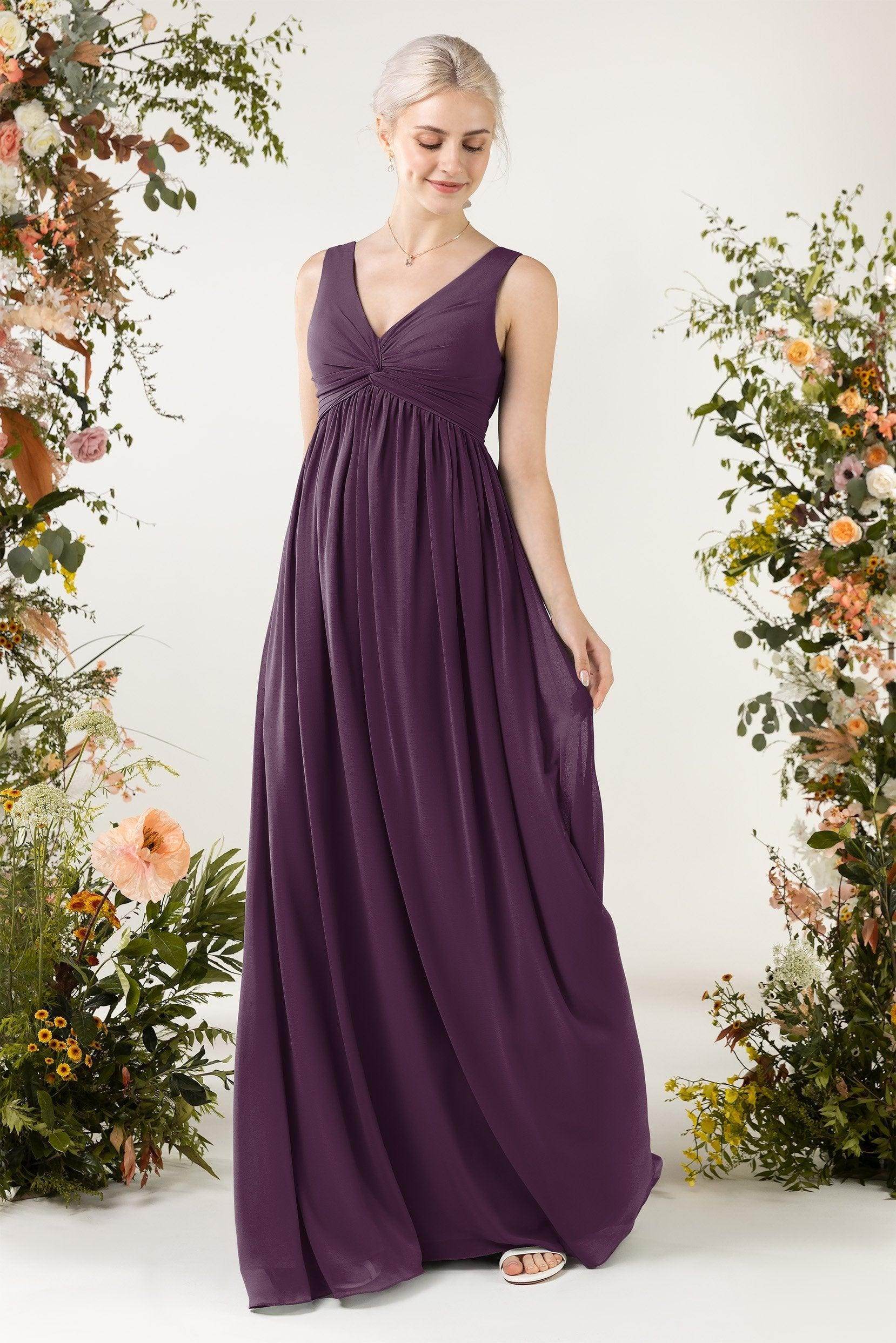 A-Line Sweep-Brush Train Chiffon Bridesmaid Dress CB0452