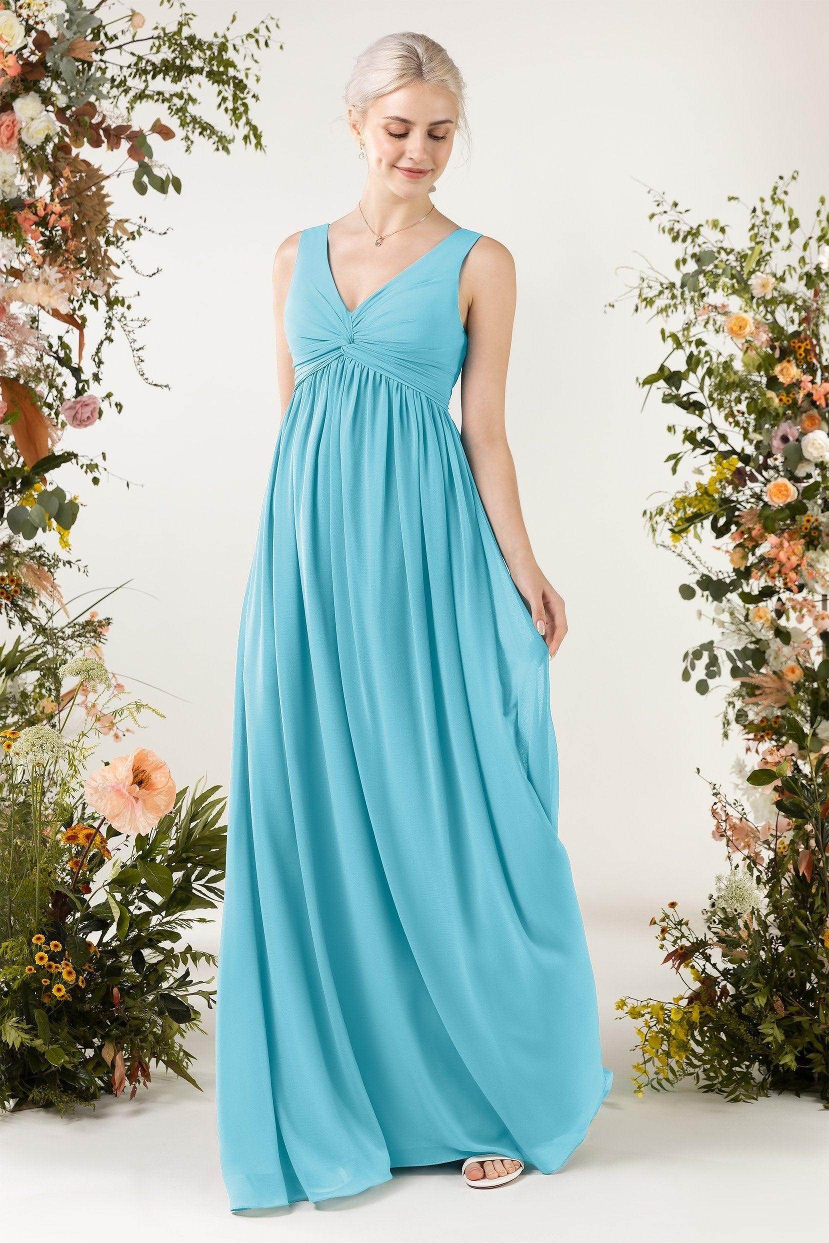 A-Line Sweep-Brush Train Chiffon Bridesmaid Dress CB0452