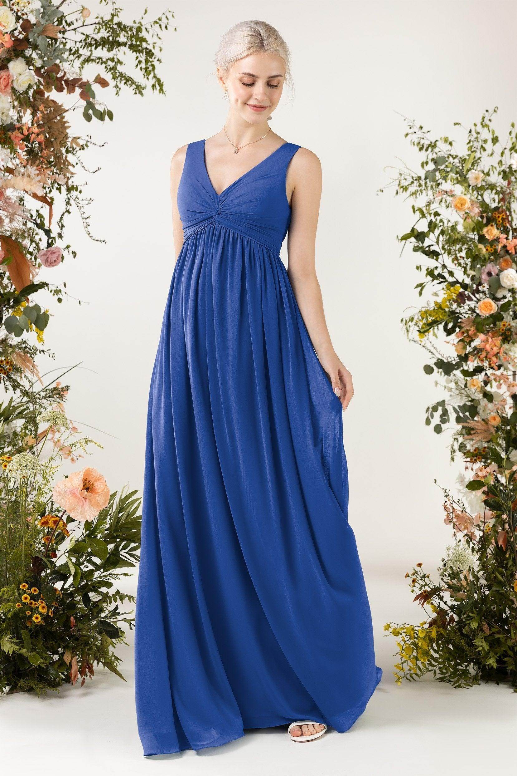A-Line Sweep-Brush Train Chiffon Bridesmaid Dress CB0452