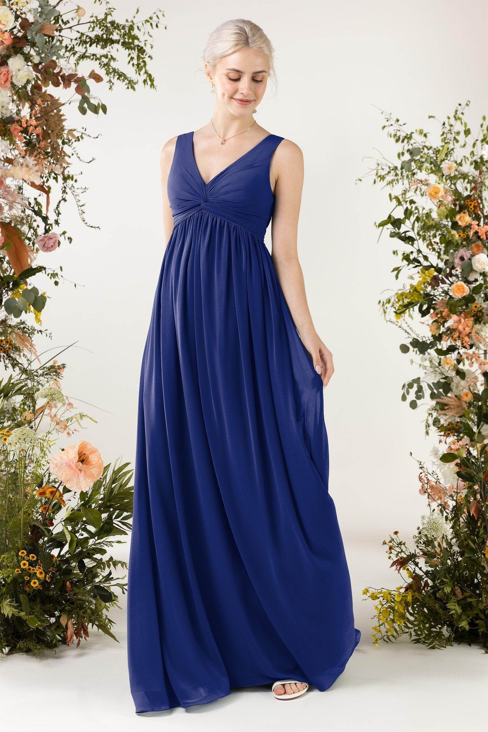 A-Line Sweep-Brush Train Chiffon Bridesmaid Dress CB0452