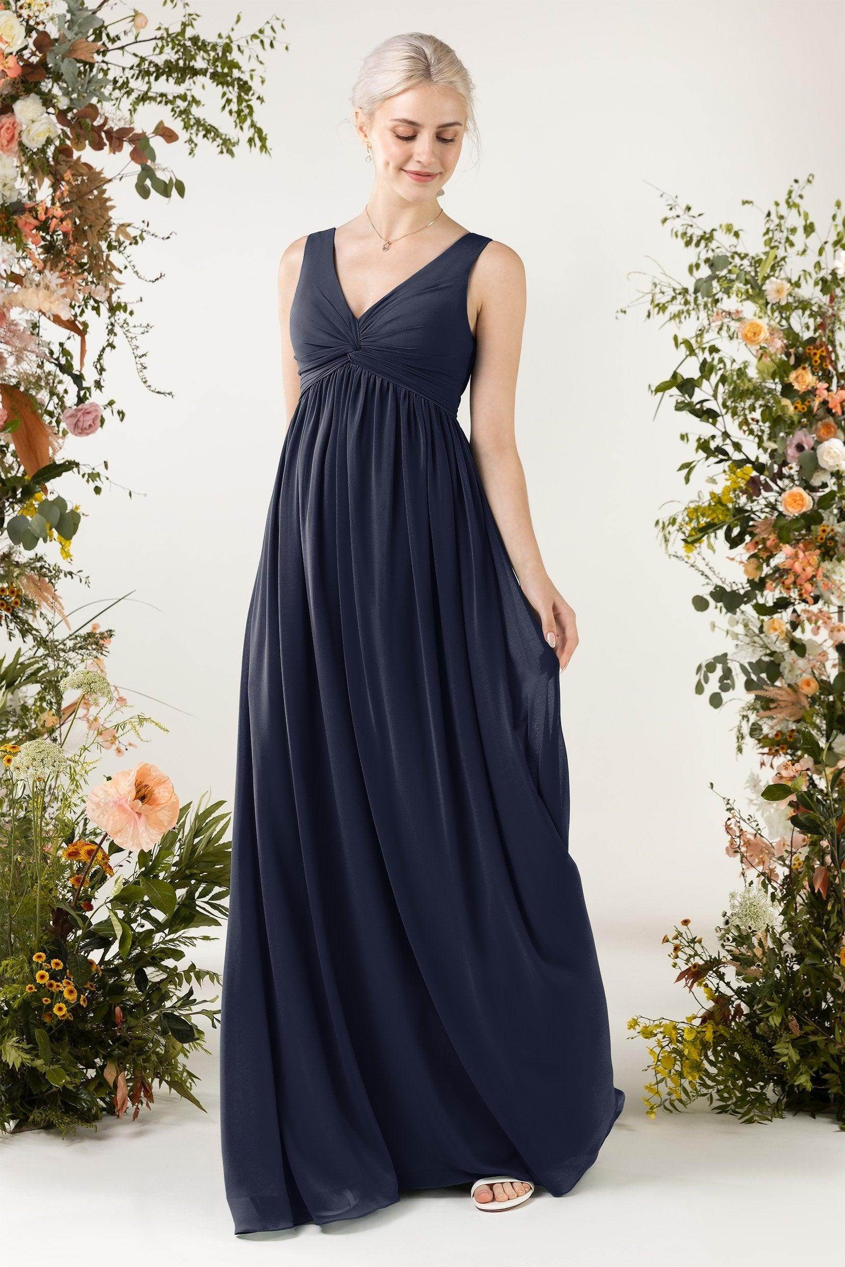 A-Line Sweep-Brush Train Chiffon Bridesmaid Dress CB0452
