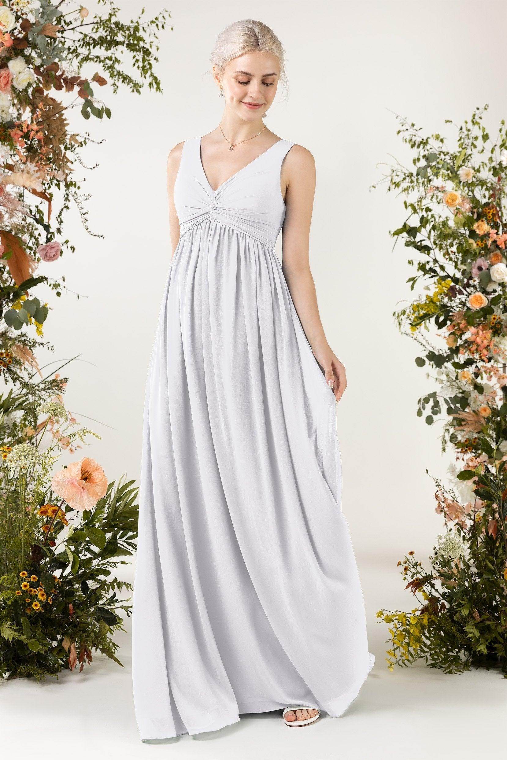 A-Line Sweep-Brush Train Chiffon Bridesmaid Dress CB0452