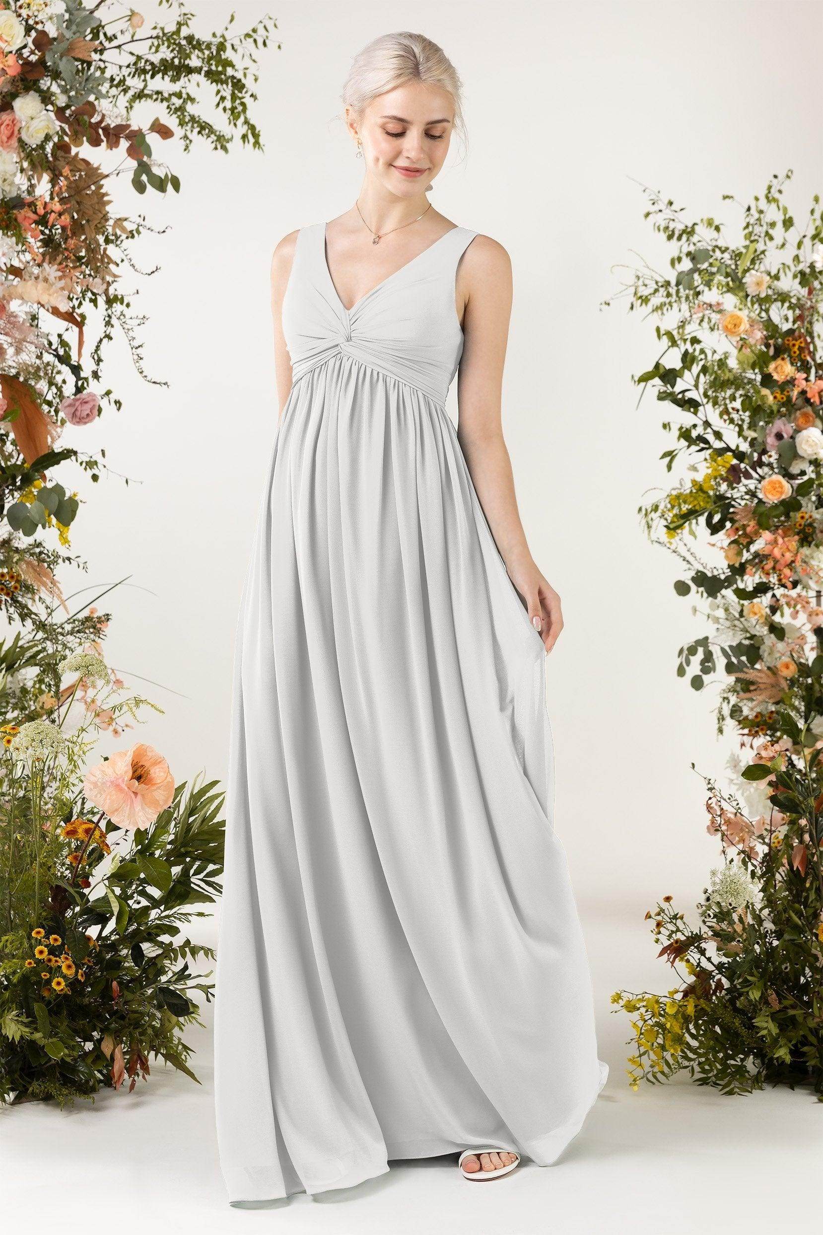 A-Line Sweep-Brush Train Chiffon Bridesmaid Dress CB0452