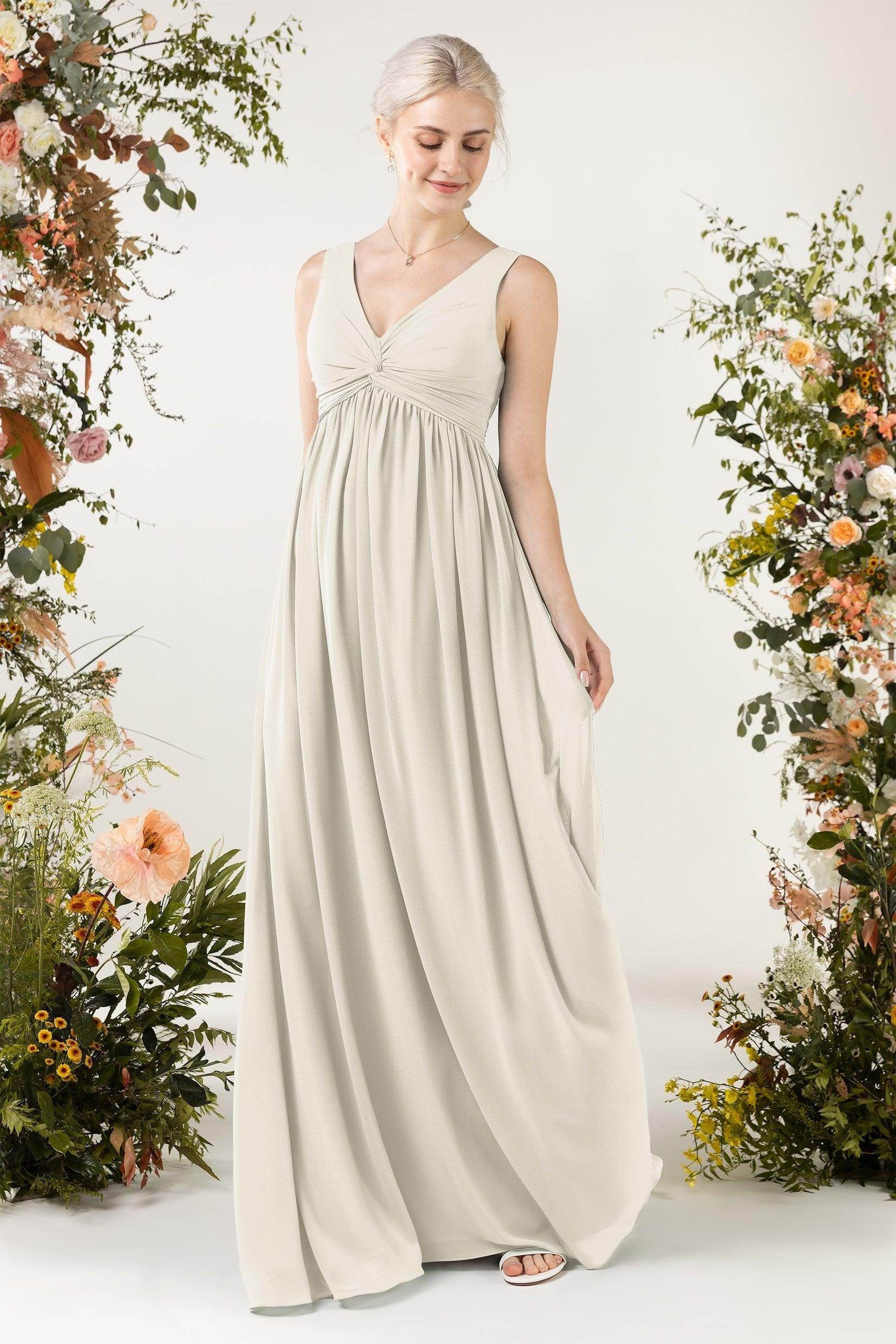 A-Line Sweep-Brush Train Chiffon Bridesmaid Dress CB0452