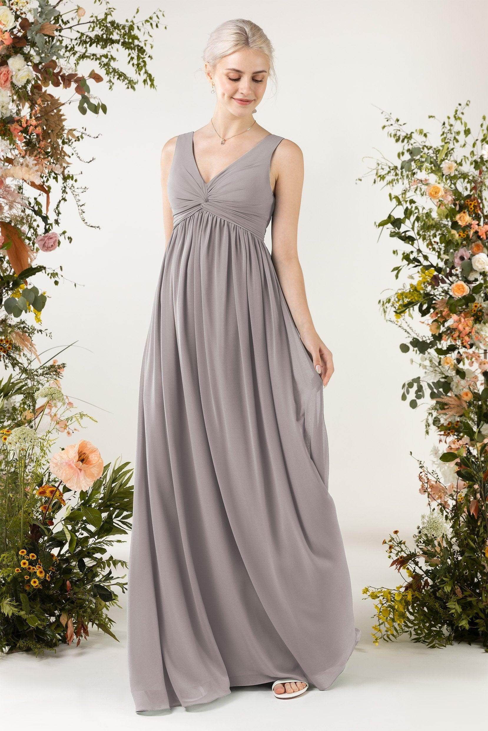 A-Line Sweep-Brush Train Chiffon Bridesmaid Dress CB0452