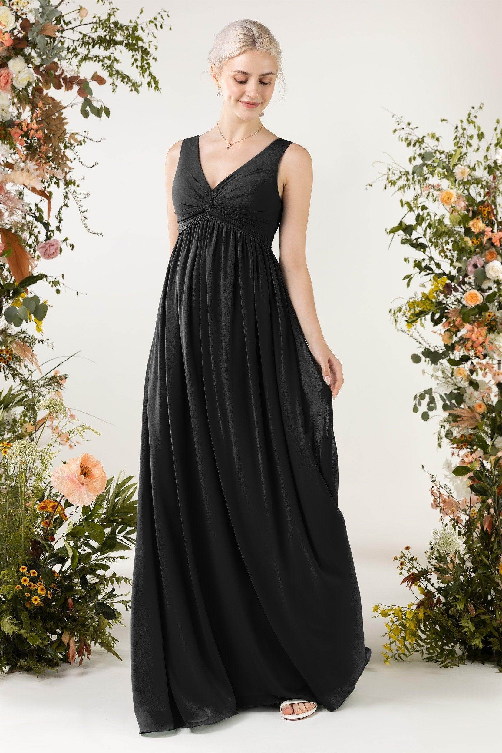 A-Line Sweep-Brush Train Chiffon Bridesmaid Dress CB0452
