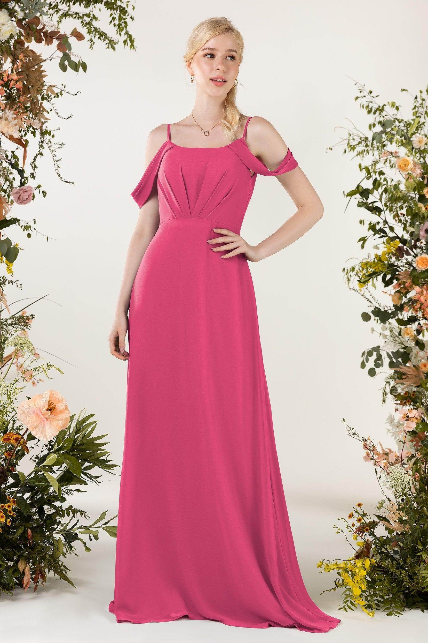 Sheath Sweep-Brush Train Chiffon Bridesmaid Dress CB0453