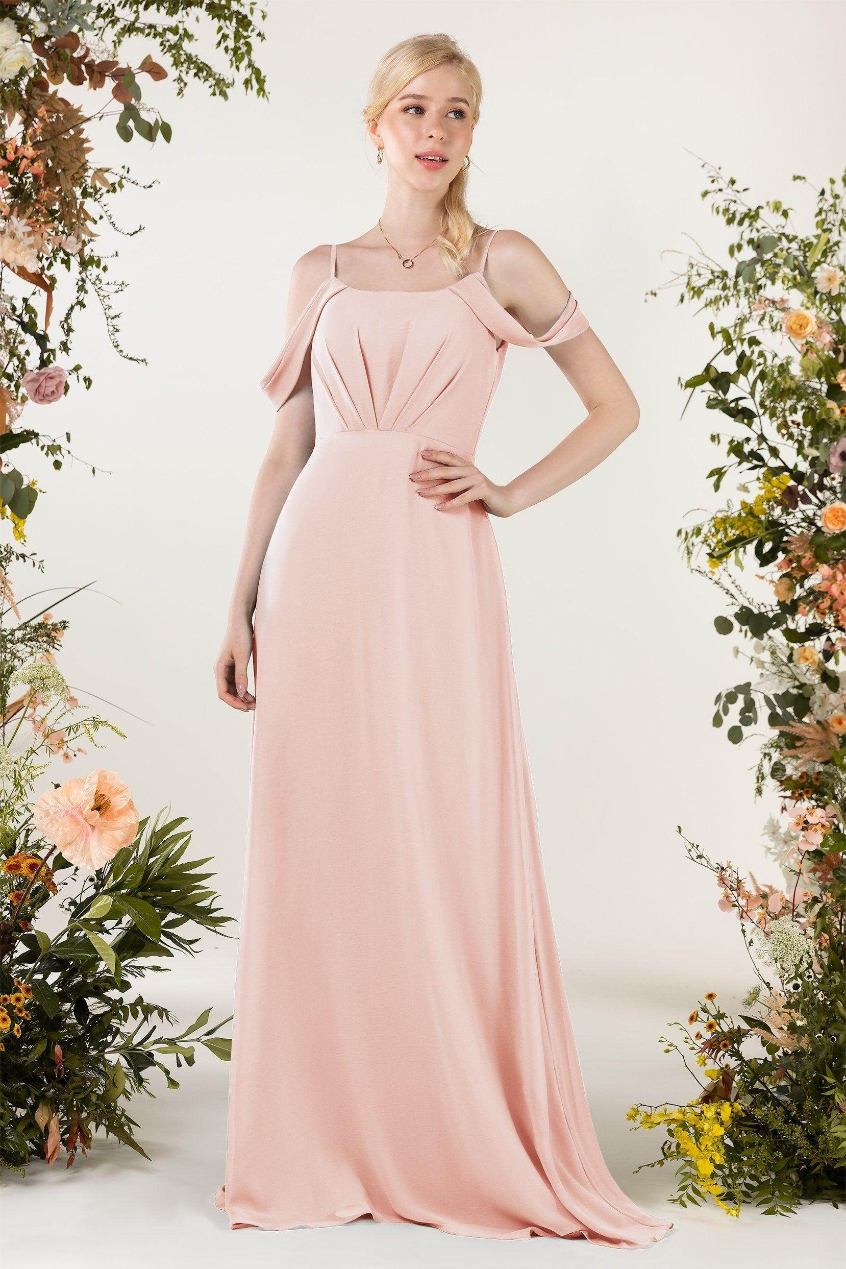 Sheath Sweep-Brush Train Chiffon Bridesmaid Dress CB0453