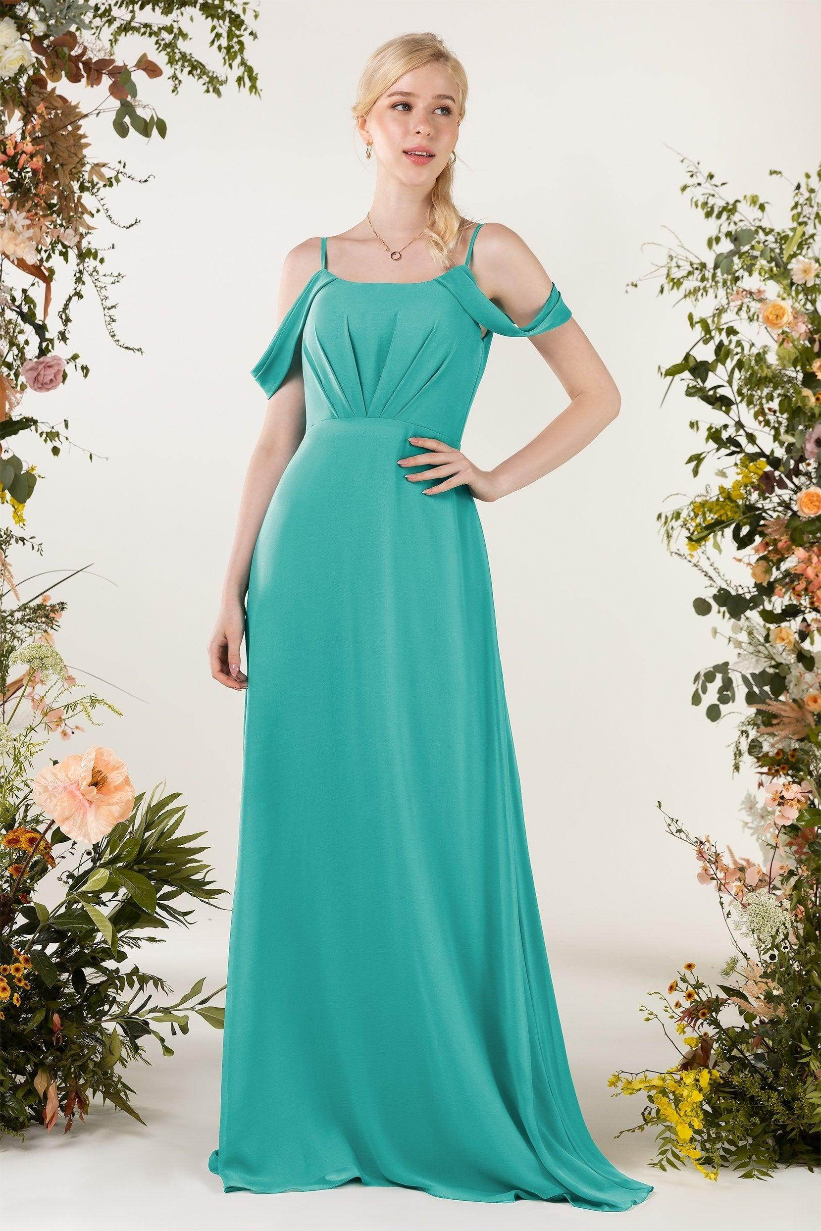Sheath Sweep-Brush Train Chiffon Bridesmaid Dress CB0453