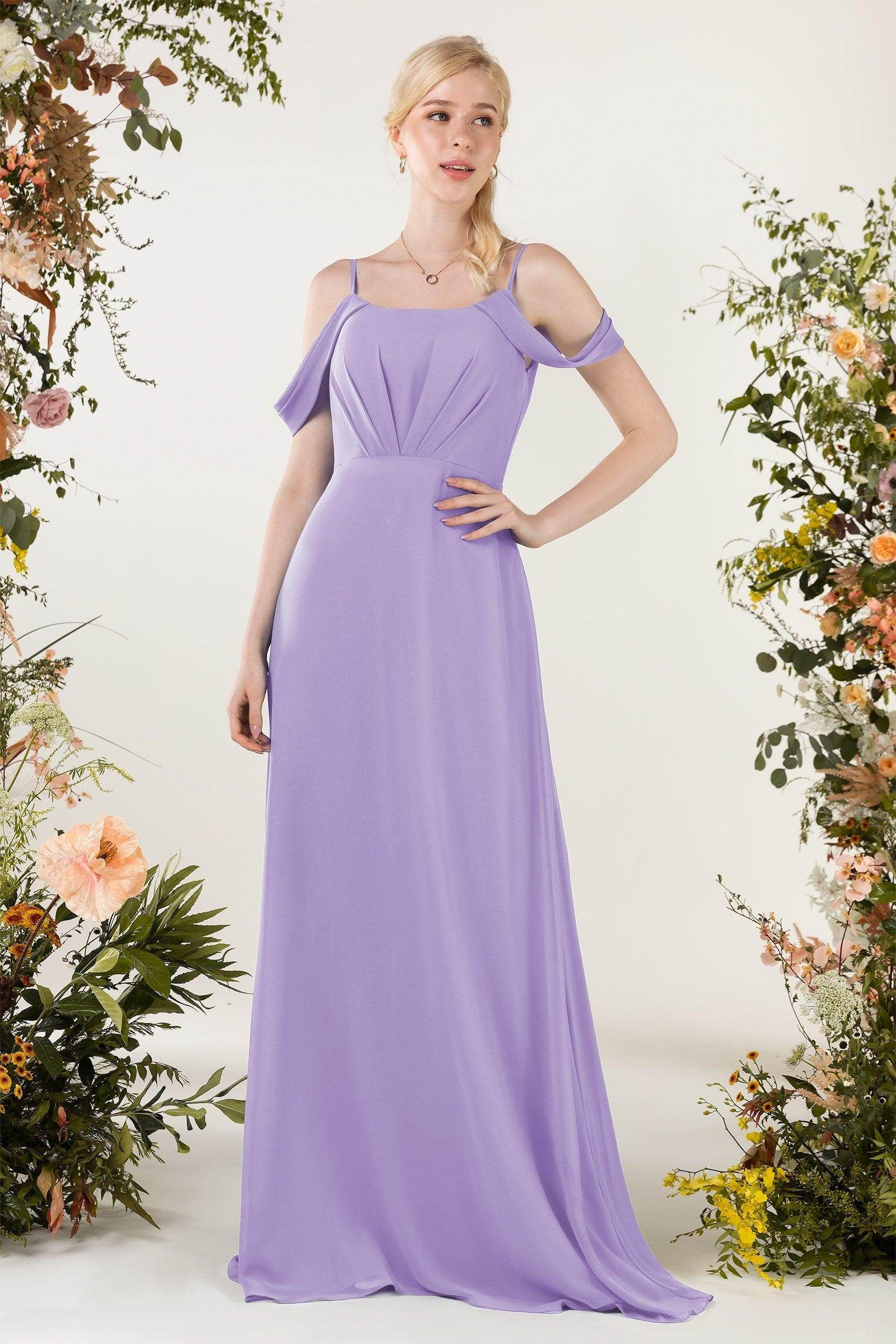 Sheath Sweep-Brush Train Chiffon Bridesmaid Dress CB0453