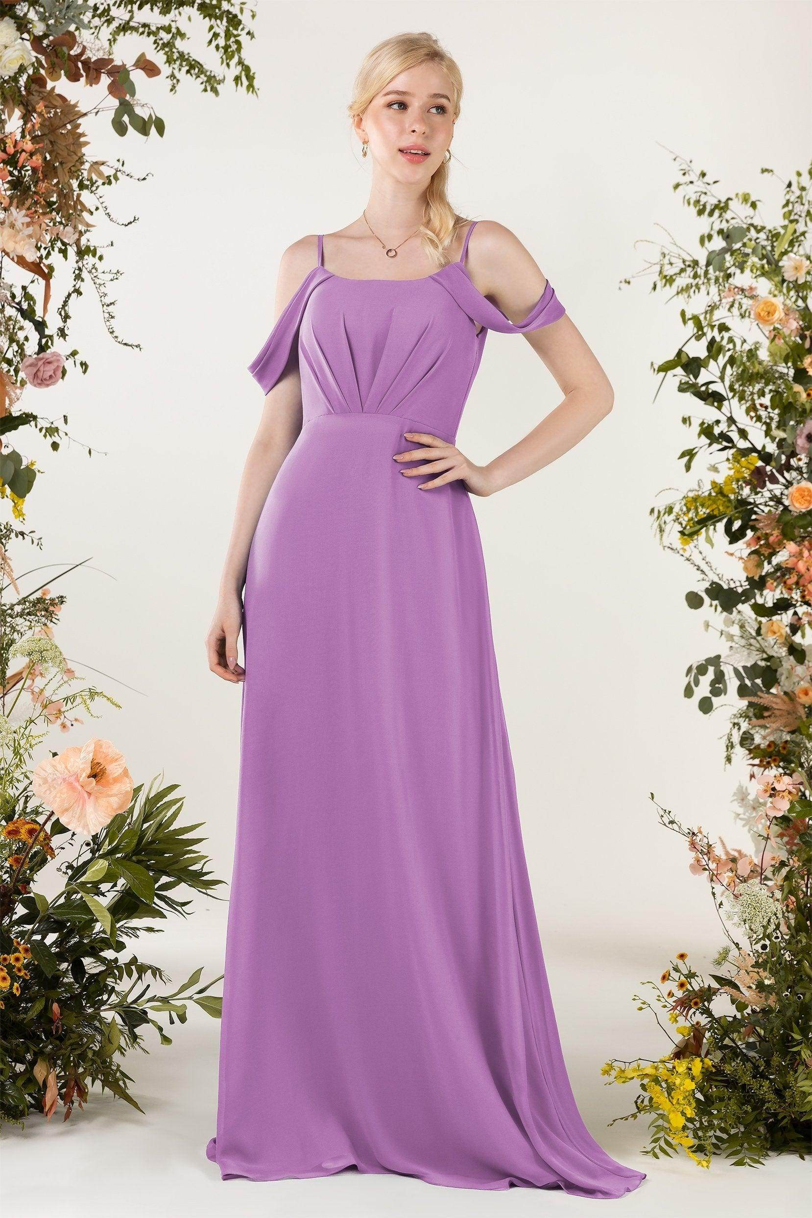 Sheath Sweep-Brush Train Chiffon Bridesmaid Dress CB0453
