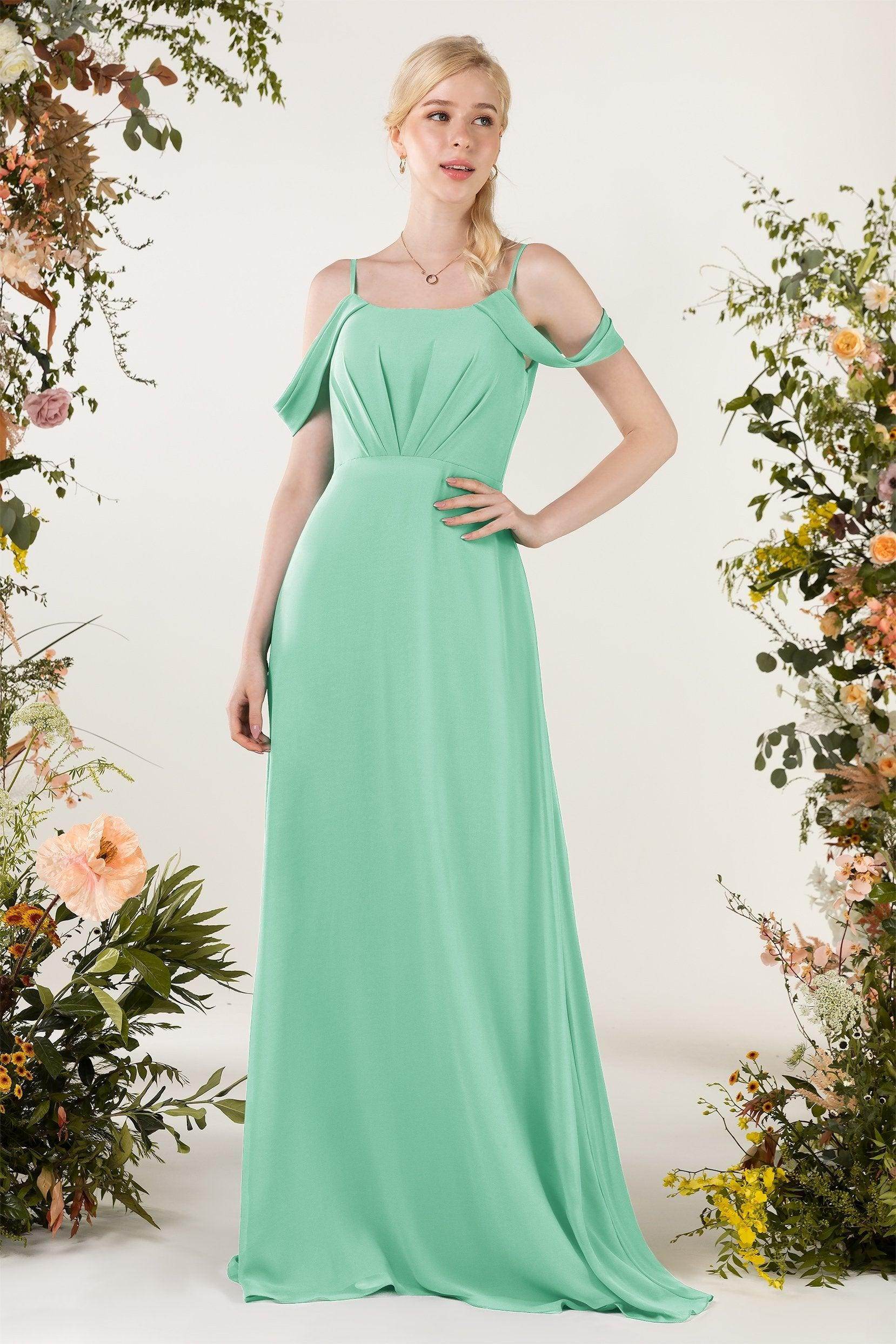 Sheath Sweep-Brush Train Chiffon Bridesmaid Dress CB0453