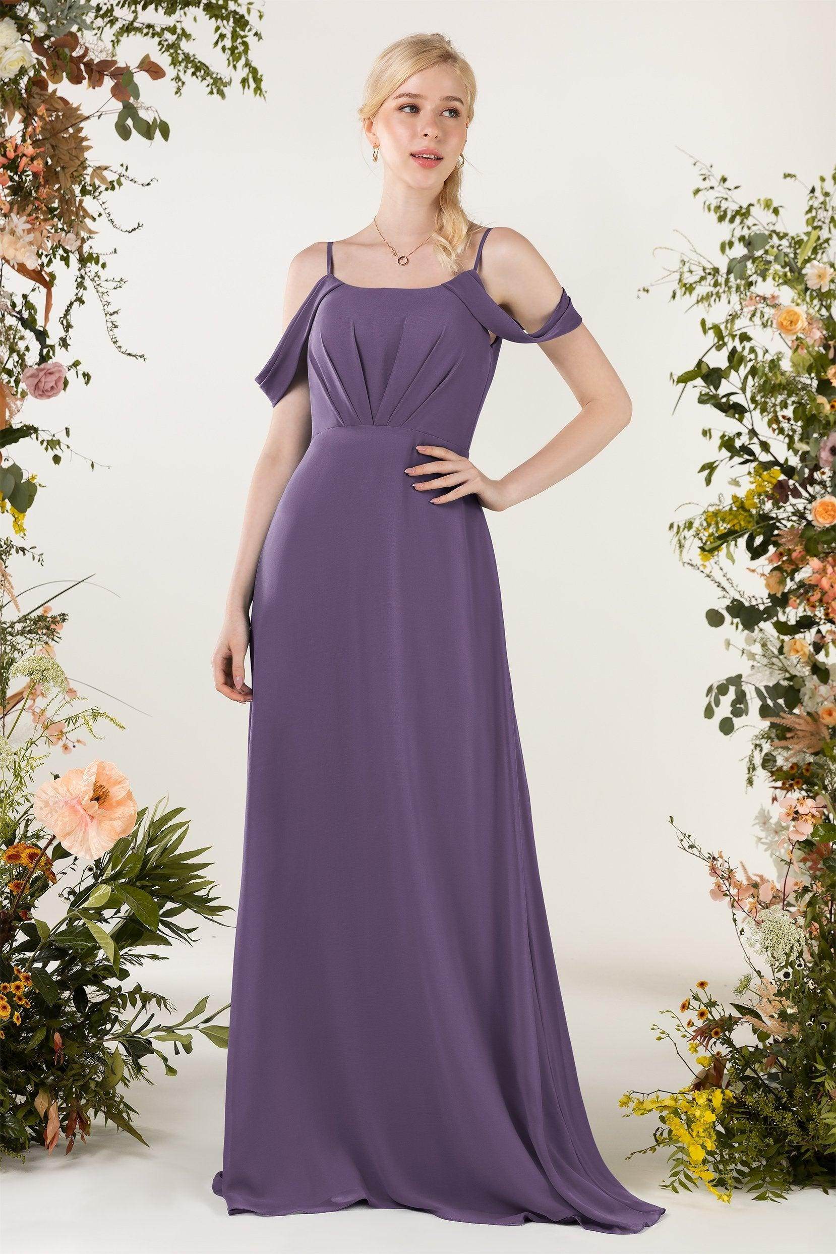 Sheath Sweep-Brush Train Chiffon Bridesmaid Dress CB0453