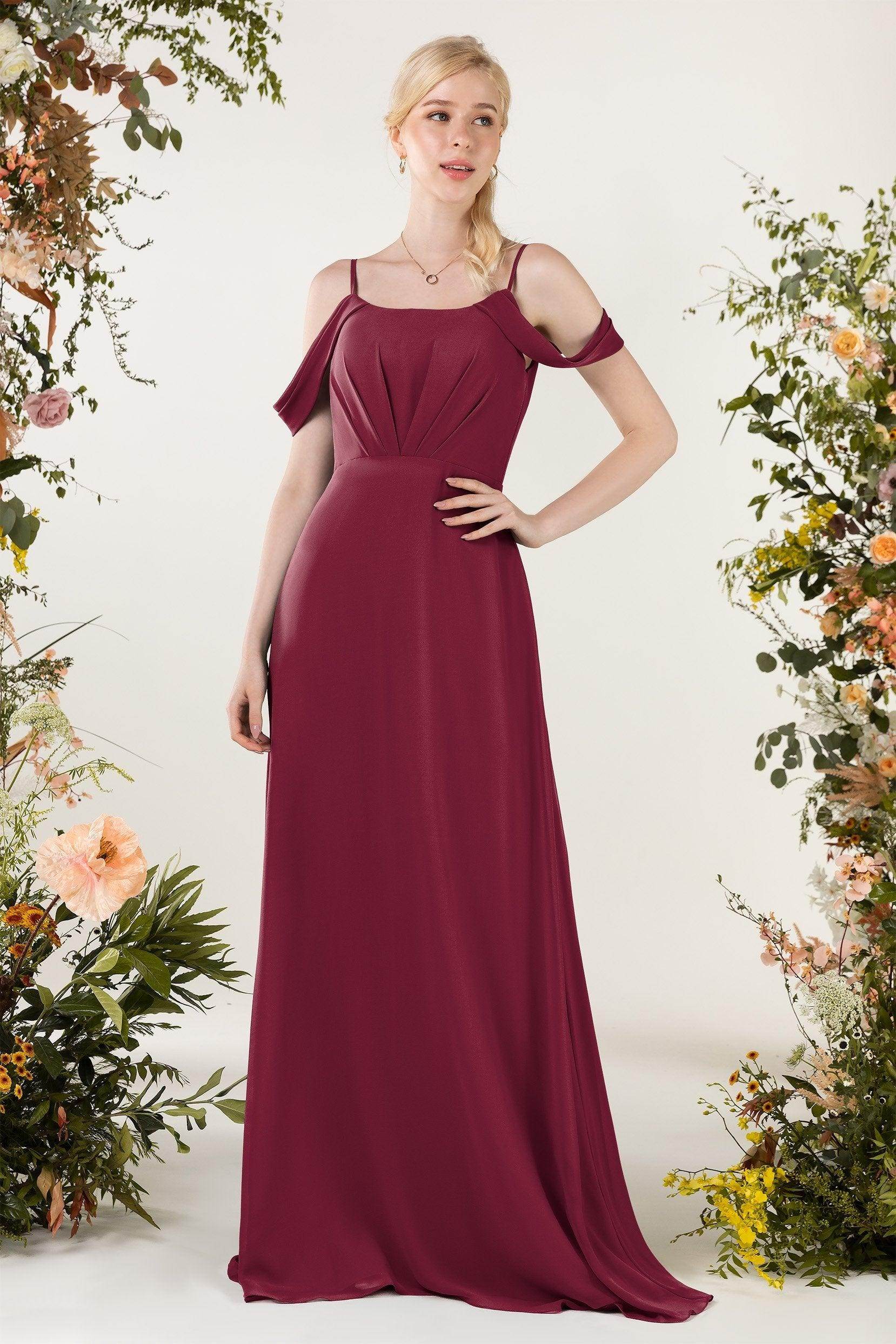 Sheath Sweep-Brush Train Chiffon Bridesmaid Dress CB0453