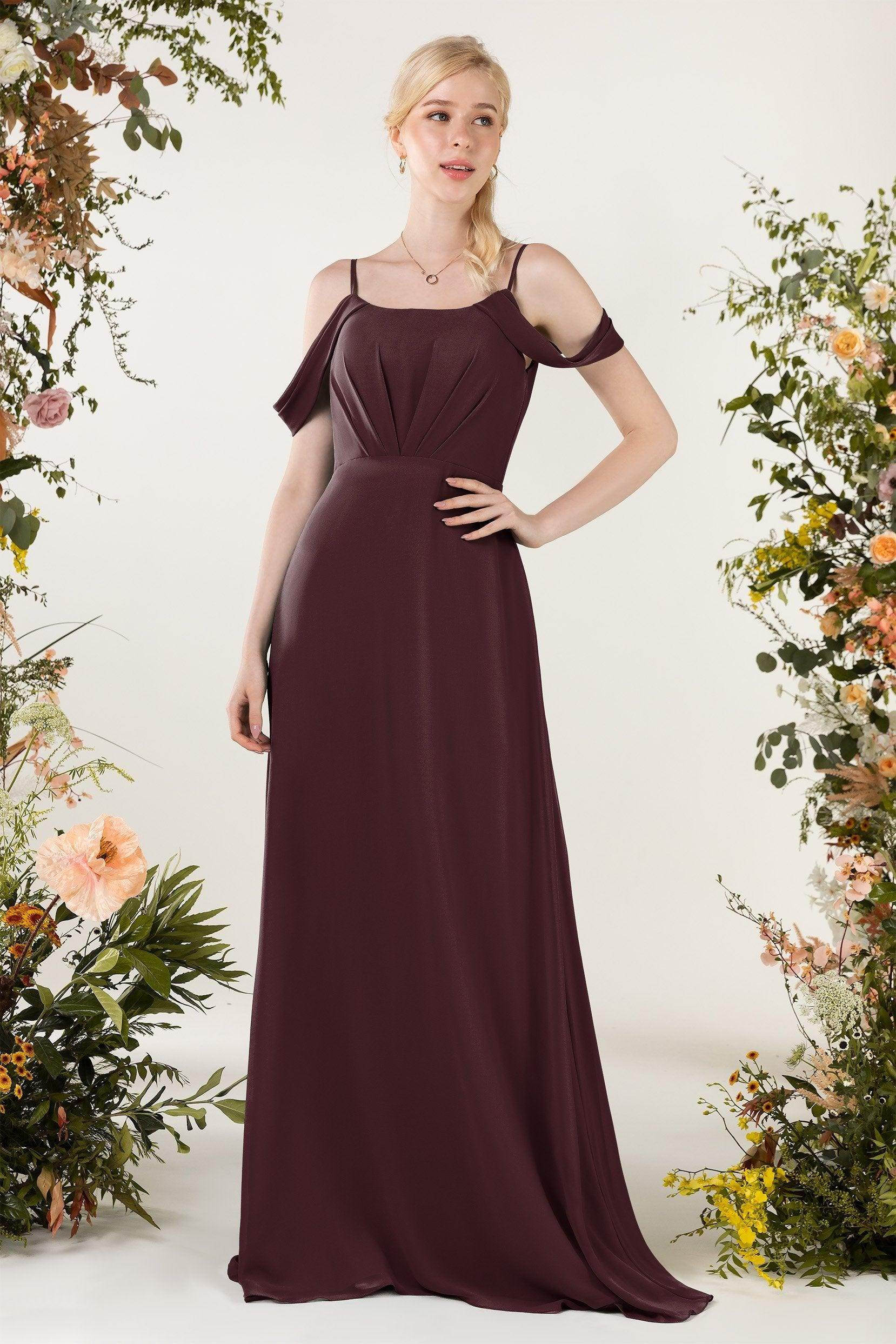 Sheath Sweep-Brush Train Chiffon Bridesmaid Dress CB0453
