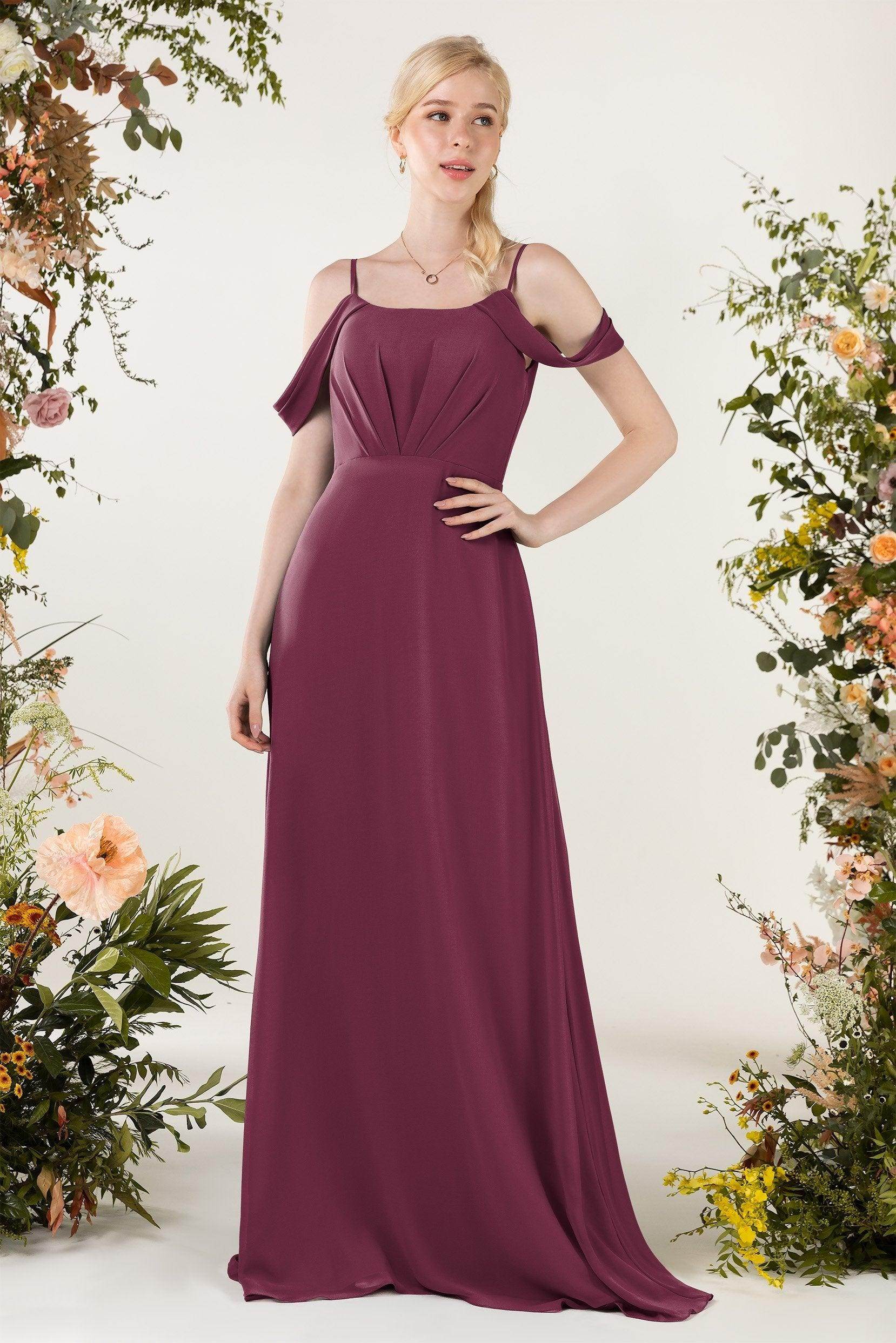 Sheath Sweep-Brush Train Chiffon Bridesmaid Dress CB0453