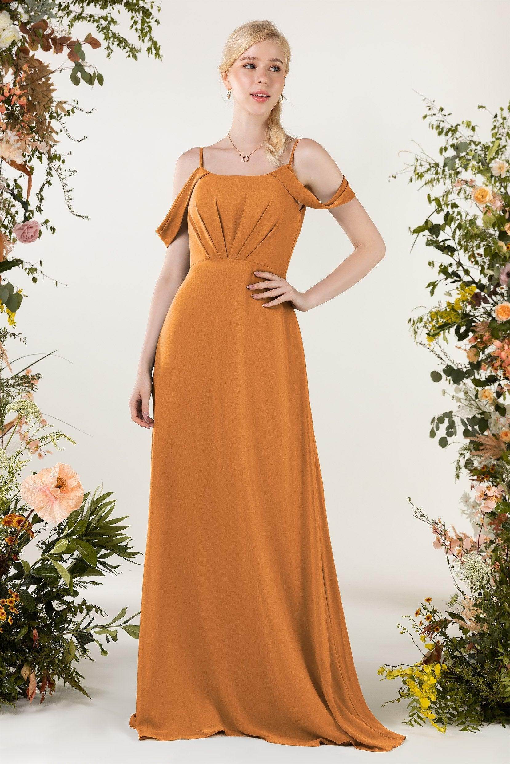 Sheath Sweep-Brush Train Chiffon Bridesmaid Dress CB0453