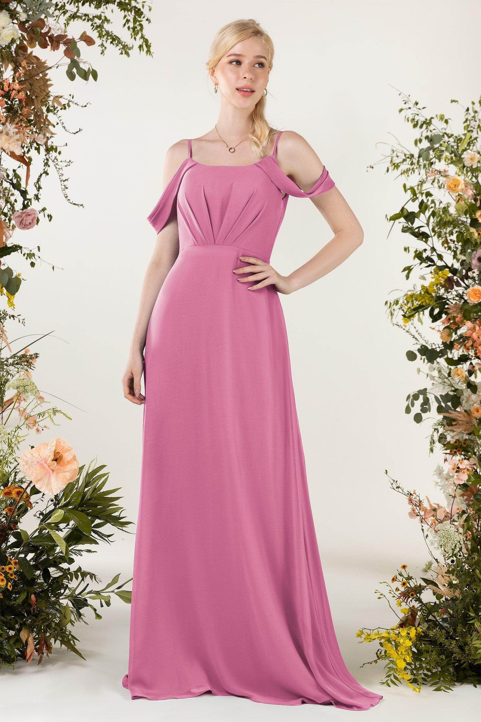 Sheath Sweep-Brush Train Chiffon Bridesmaid Dress CB0453