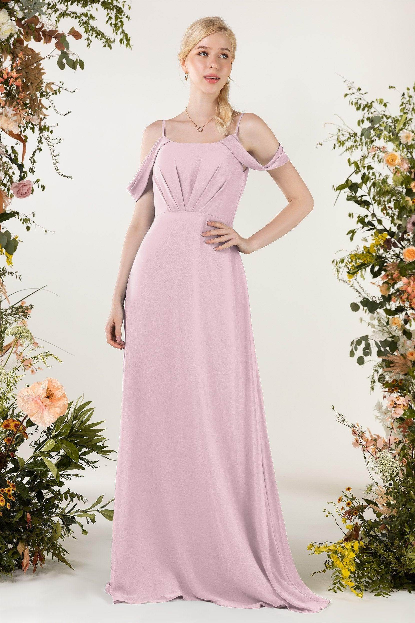 Sheath Sweep-Brush Train Chiffon Bridesmaid Dress CB0453