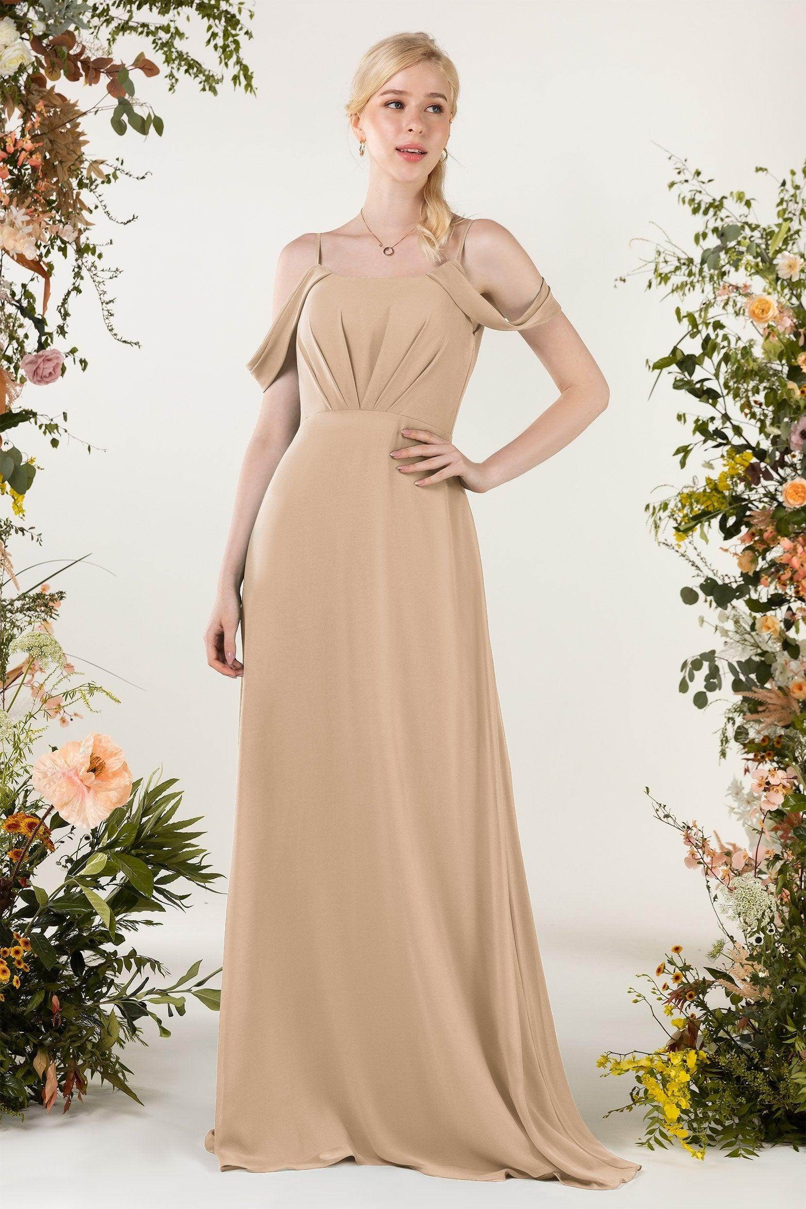 Sheath Sweep-Brush Train Chiffon Bridesmaid Dress CB0453