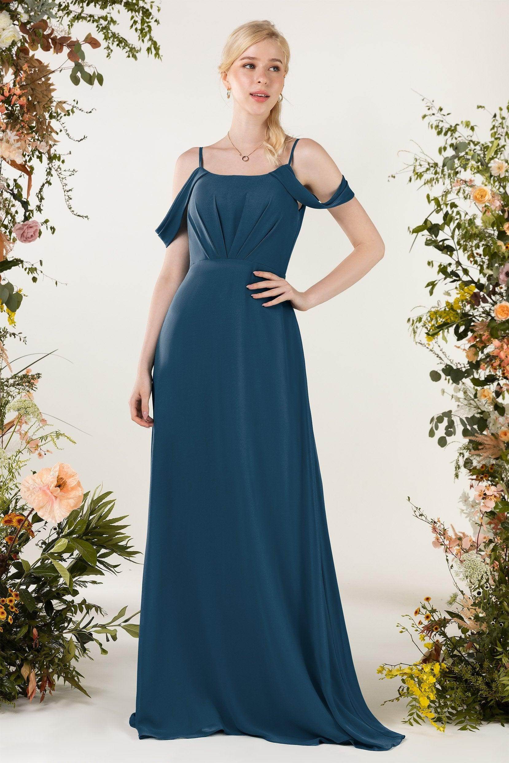 Sheath Sweep-Brush Train Chiffon Bridesmaid Dress CB0453