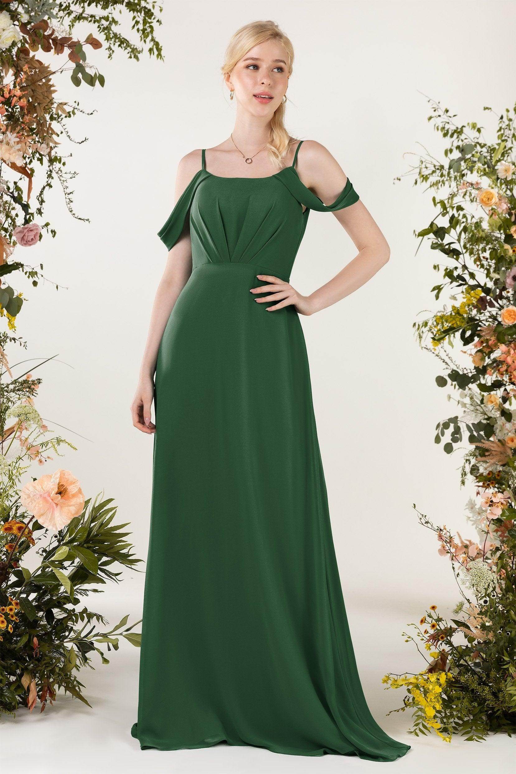 Sheath Sweep-Brush Train Chiffon Bridesmaid Dress CB0453